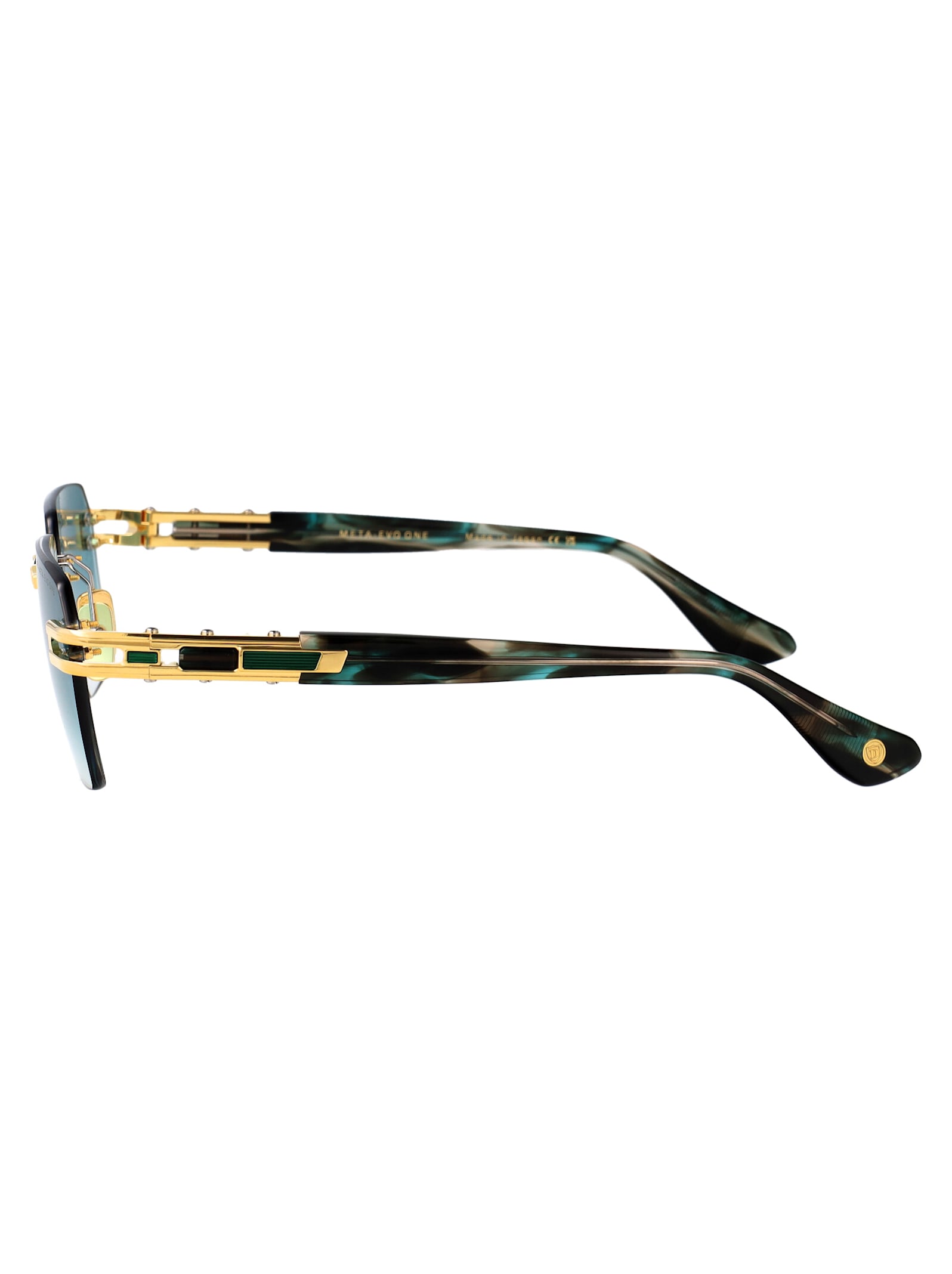 Dita Meta-evo One Sunglasses In Yellow Gold - Arctic Sky Swirl W Turquoise To Clear Gradient
