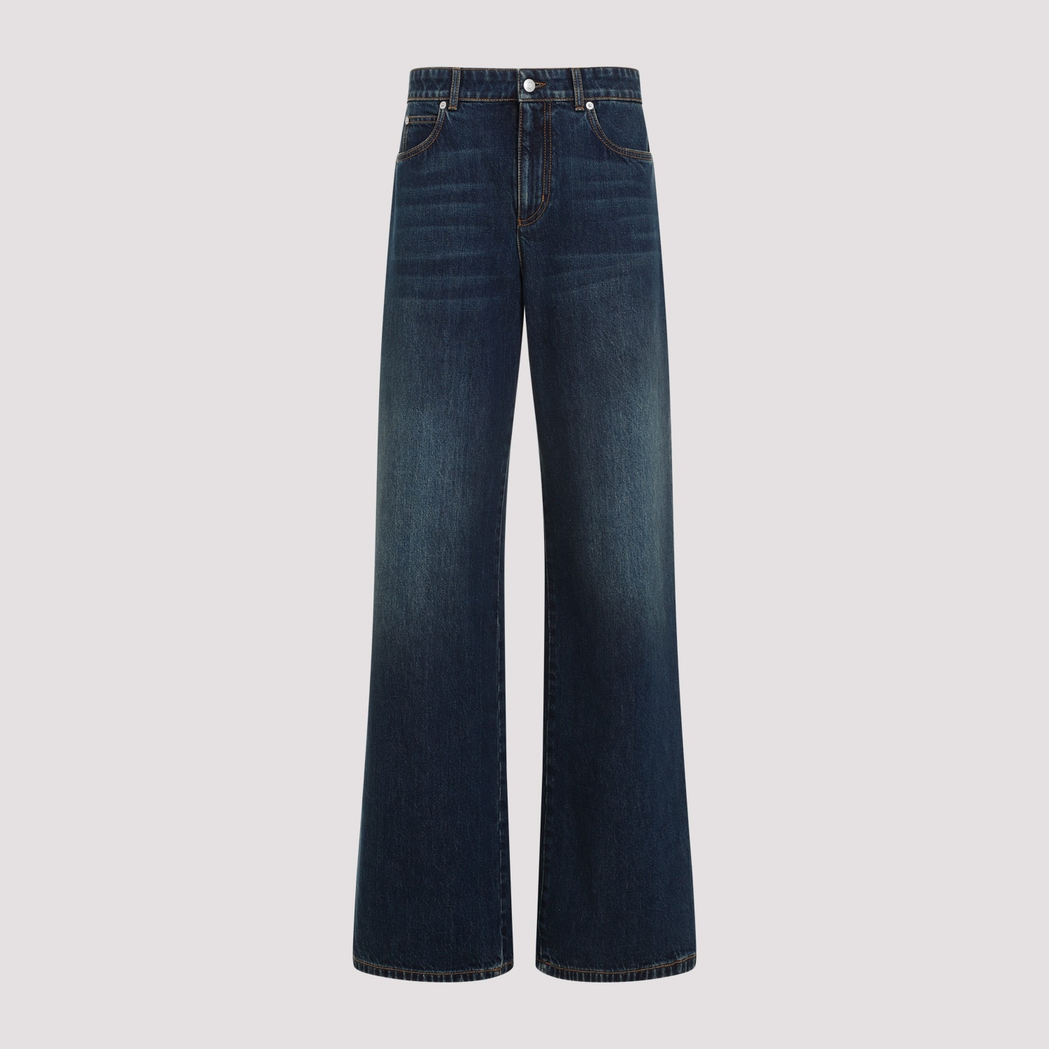 Shop Alexander Mcqueen Cotton Jeans In Dark Stonewash