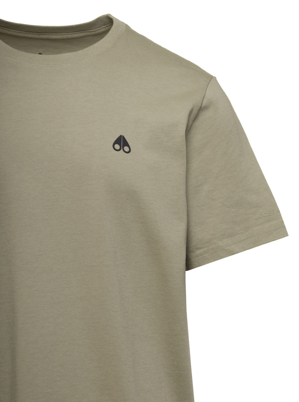 Shop Moose Knuckles Green Crew Neck T-shirt In Cotton Man