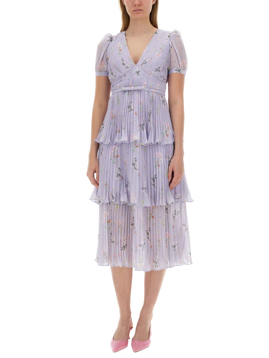 Shop Self-portrait Chiffon Dress In Lilac