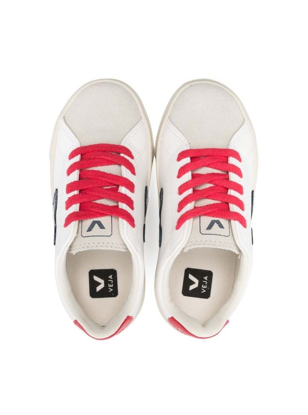 Shop Veja White Sneaker With Red Lace Up In Leather Boy In Multicolor
