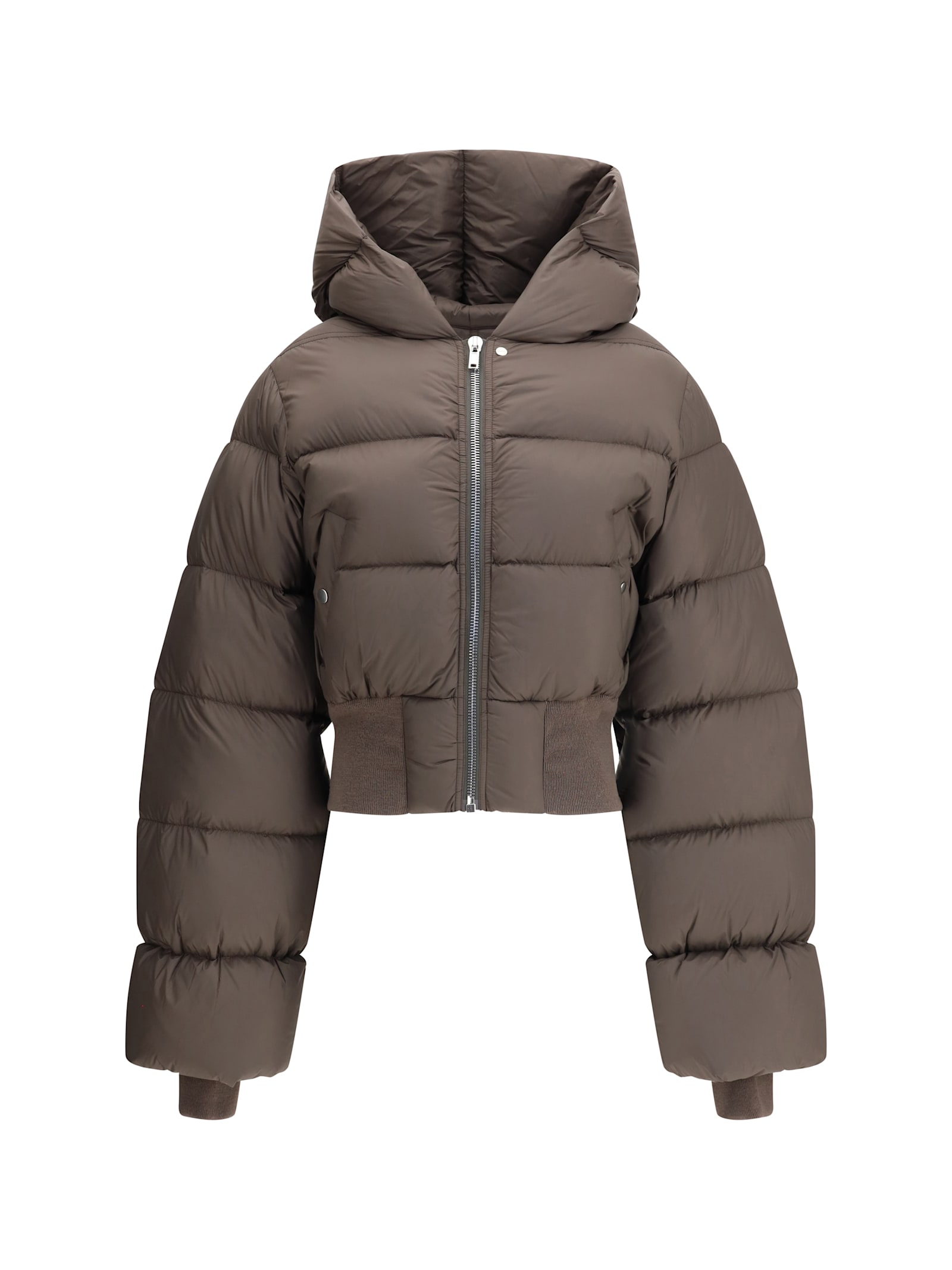 Rick Owens Hooded Down Jacket In Brown