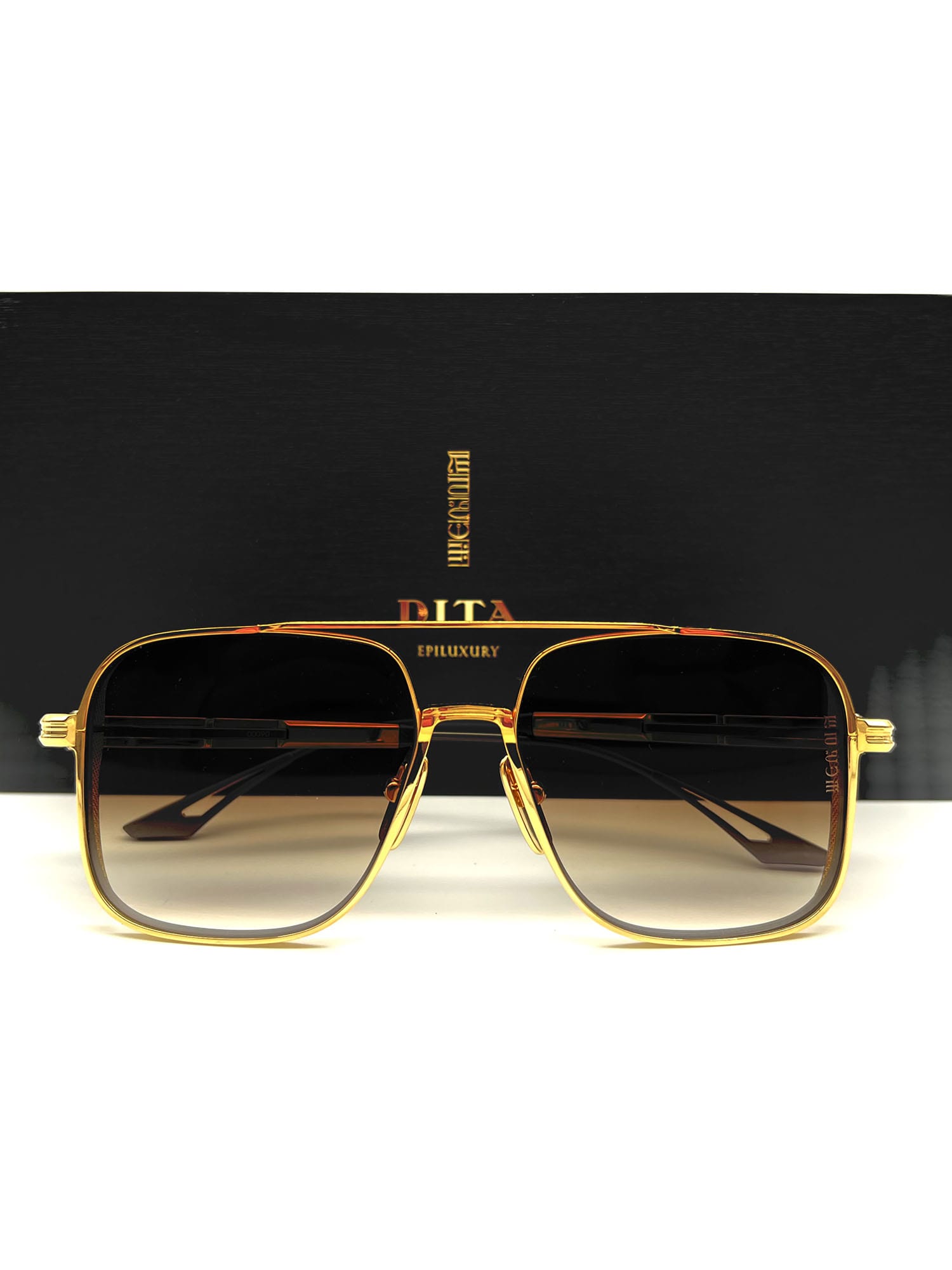 Shop Dita Des011/a/01 Eplx.11 Sunglasses In Yellow Gold_black Iron