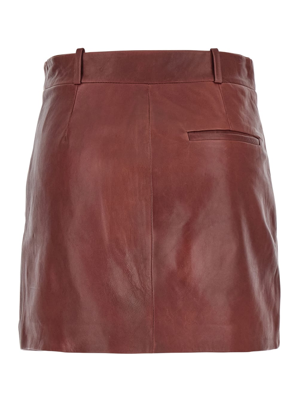 Shop Tela Helen Leather Skirt In Bordeaux