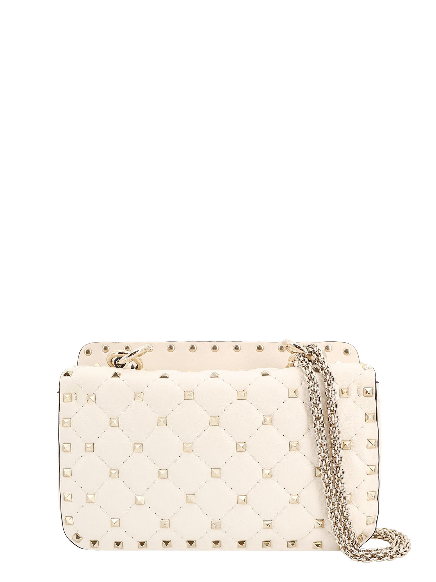 Shop Valentino Rockstud Spike Shoulder Strap In Light Ivory