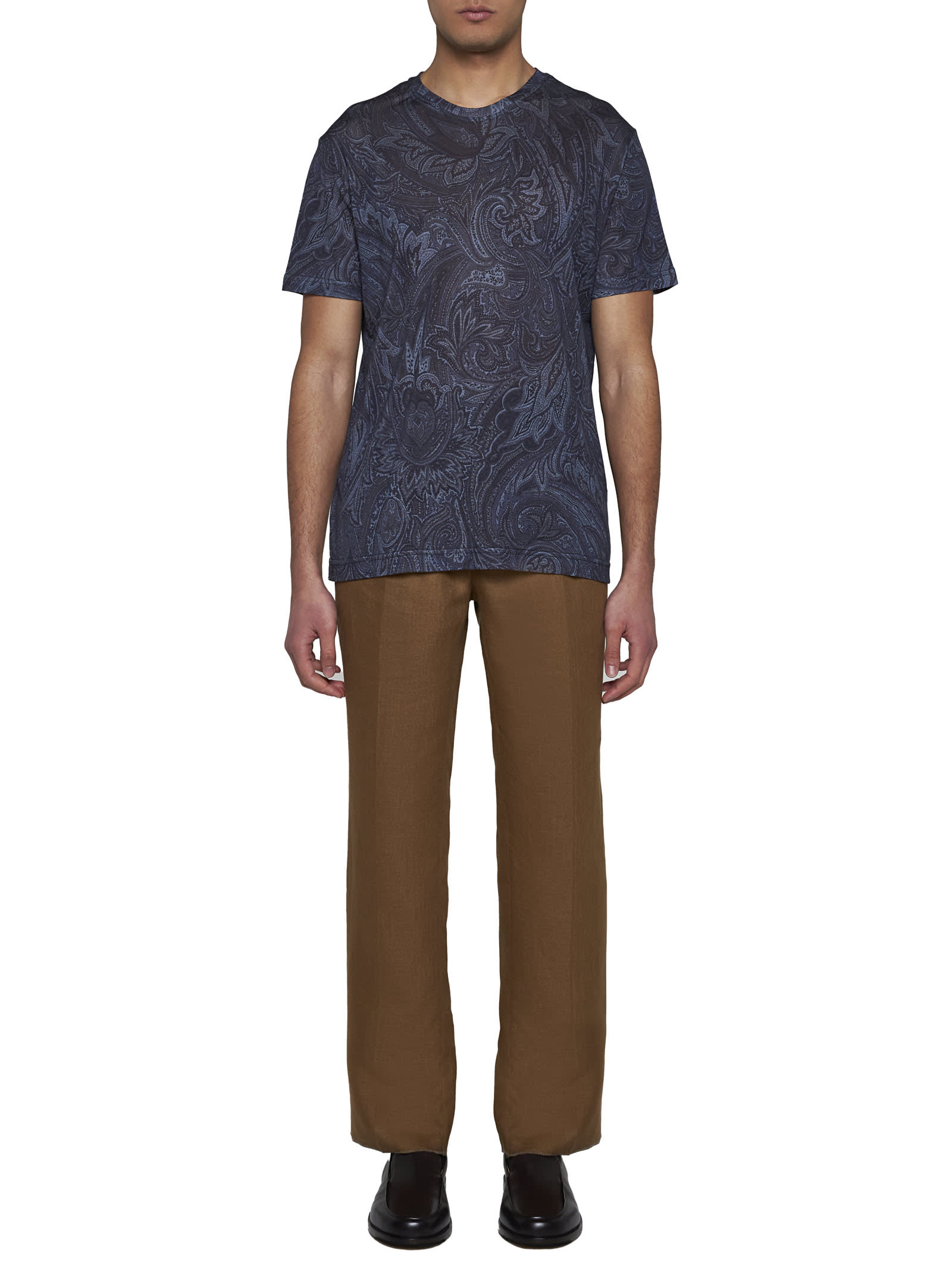 Shop Etro T-shirt In Stampa F.do Blu