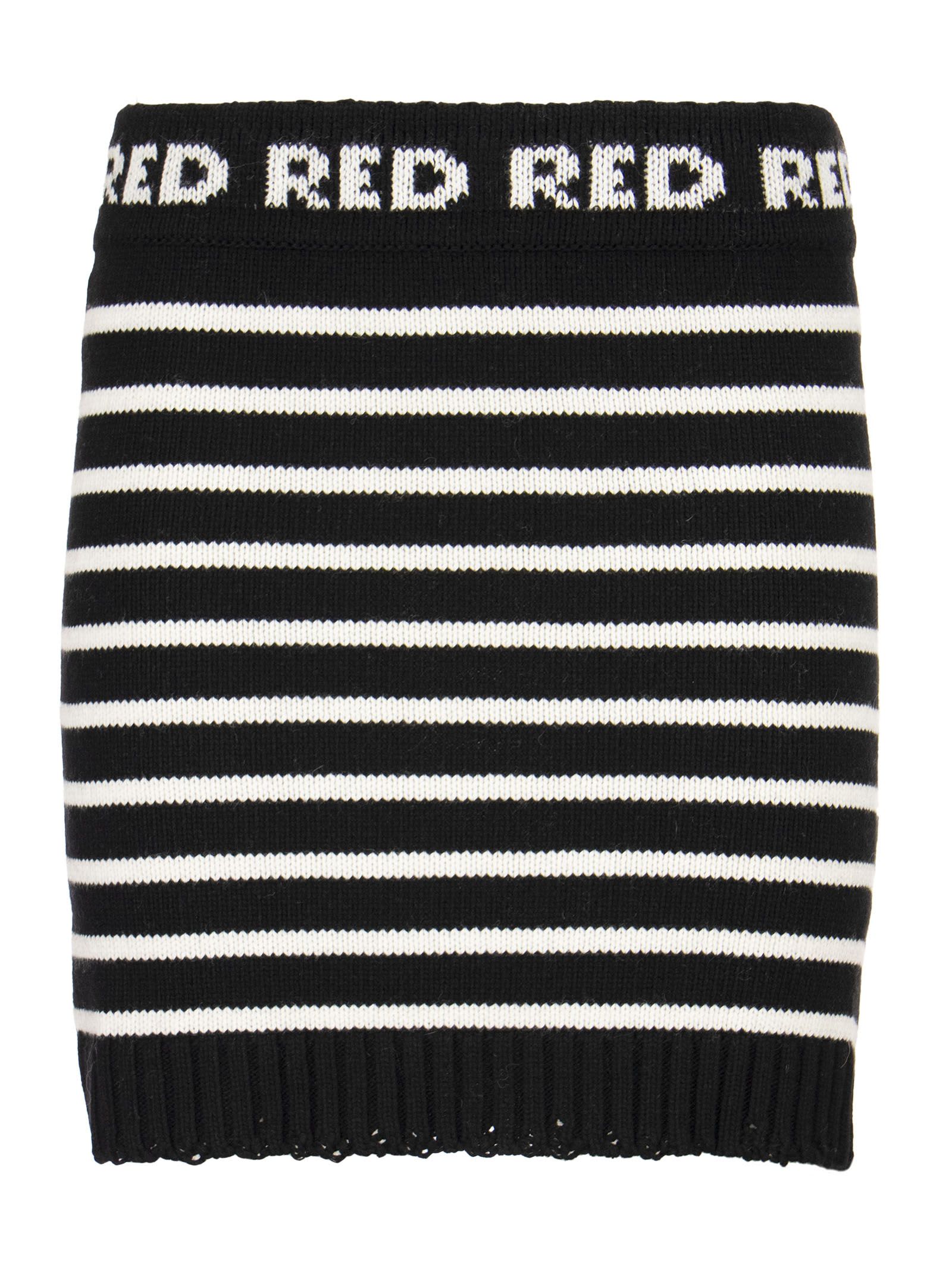 RED Valentino Striped Wool Blend Knitted Mini Skirt