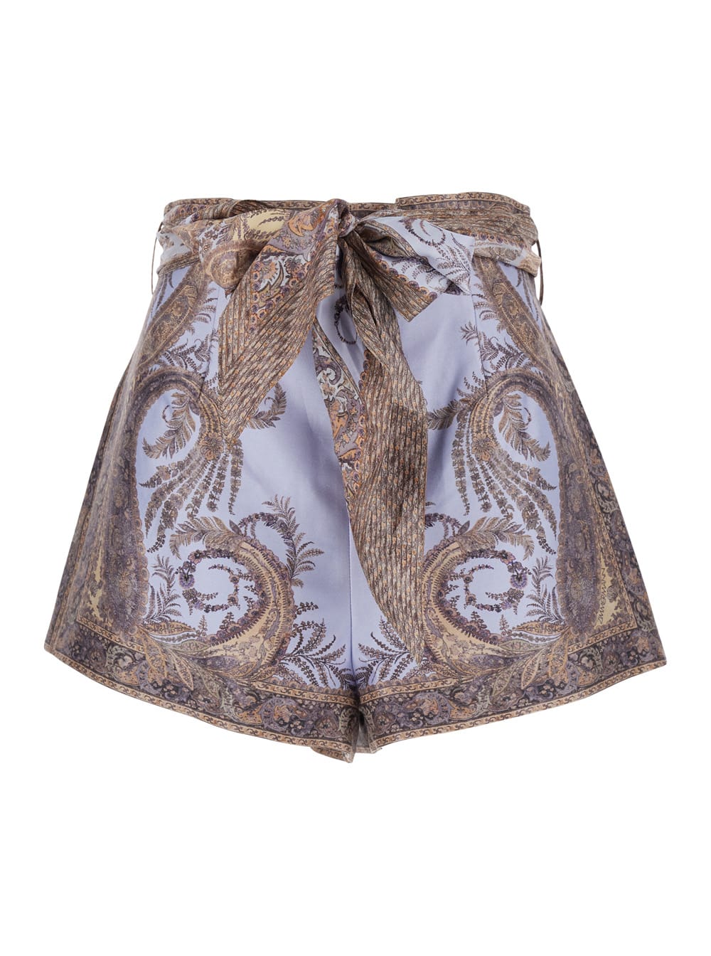 Zimmermann Womens Lilac Paisley Printed Belted Silk And Cotton Shorts In Multi