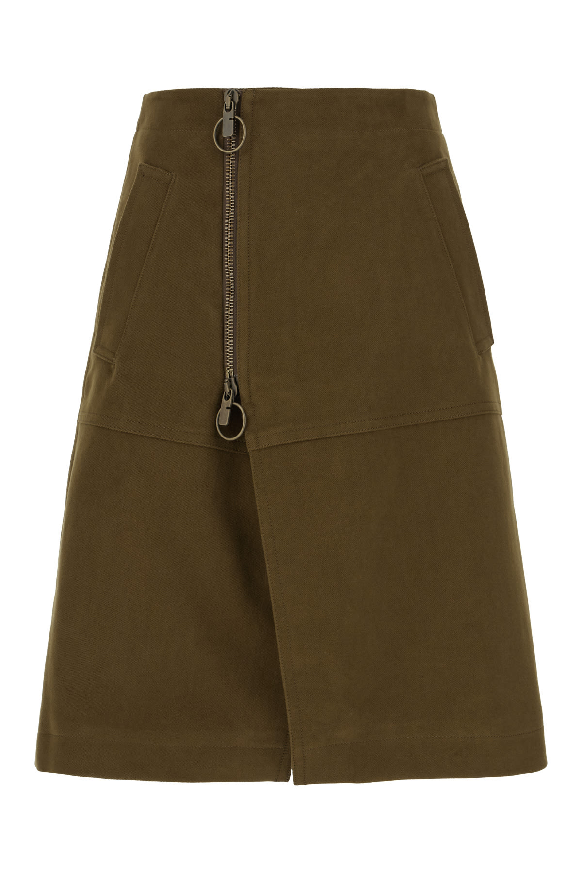 Shop Burberry Military Green Cotton Skirt In Bramble