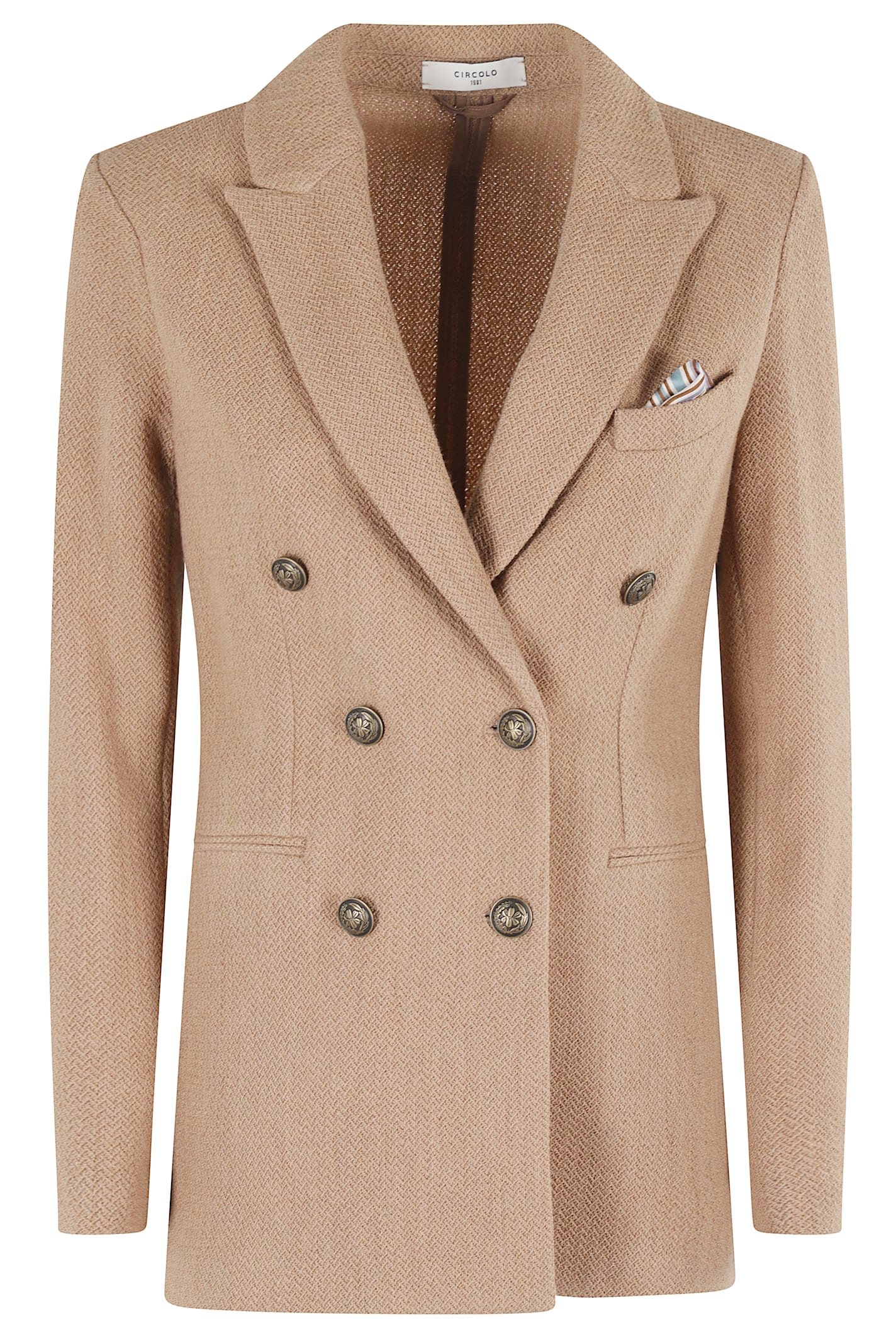 Circolo 1901 Double-breasted Wool Knit Blazer In Brown