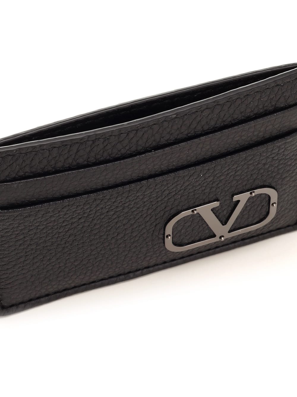 Shop Valentino Leather Card Holder In Black