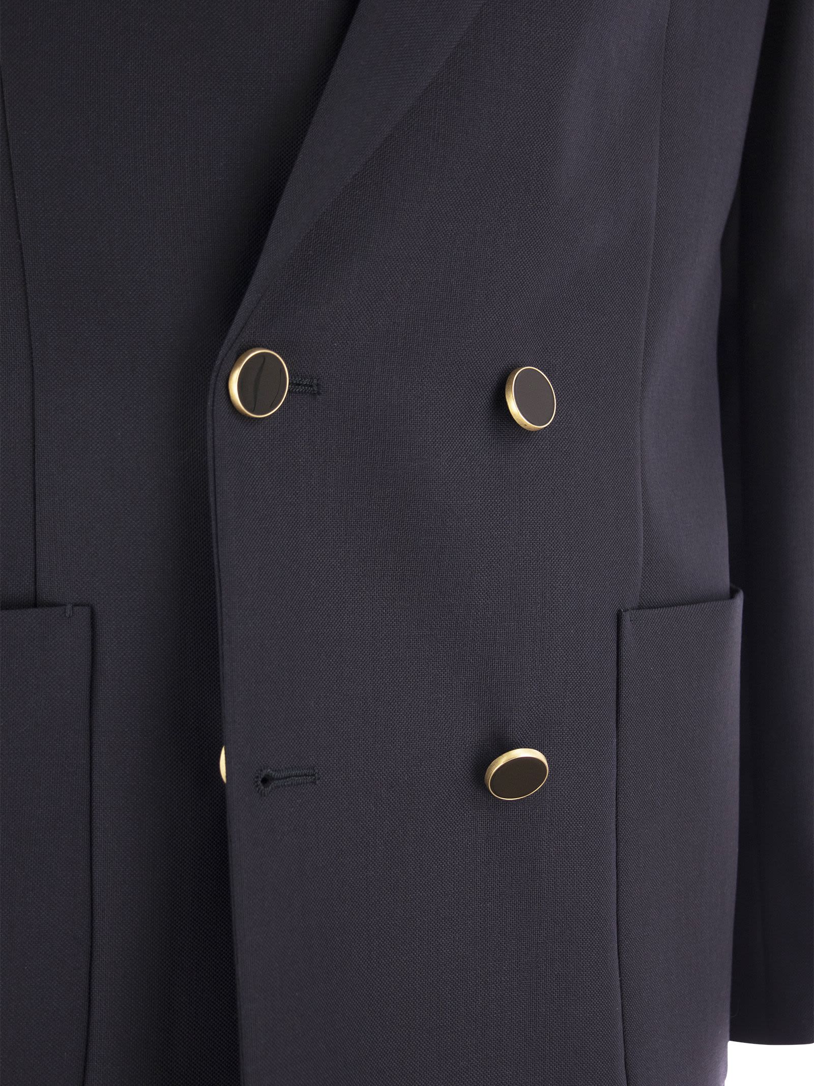 Shop Pt01 Double-breasted Jacket In Wool Blend In Navy