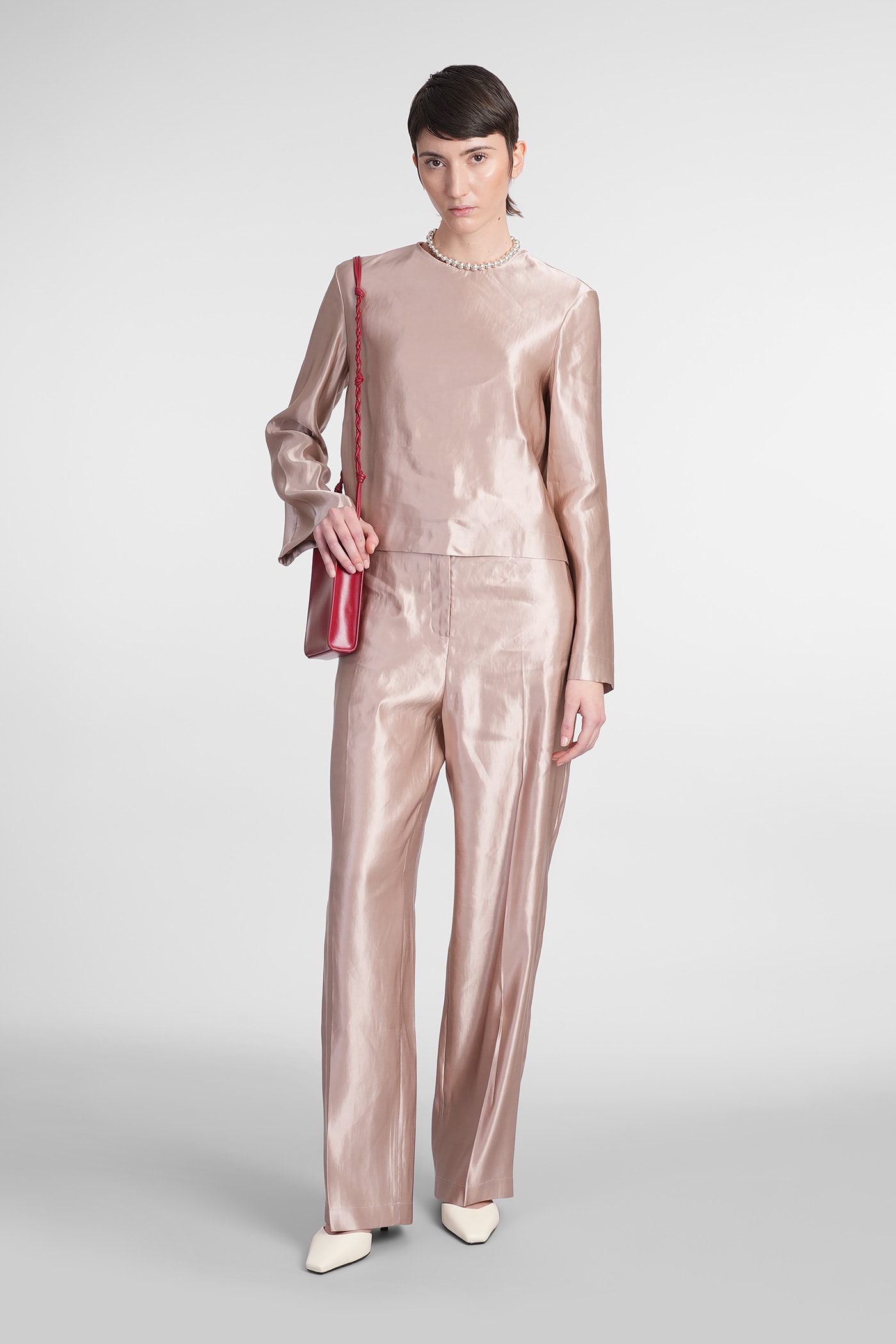 Shop Loulou Studio Nino Blouse In Rose-pink Linen