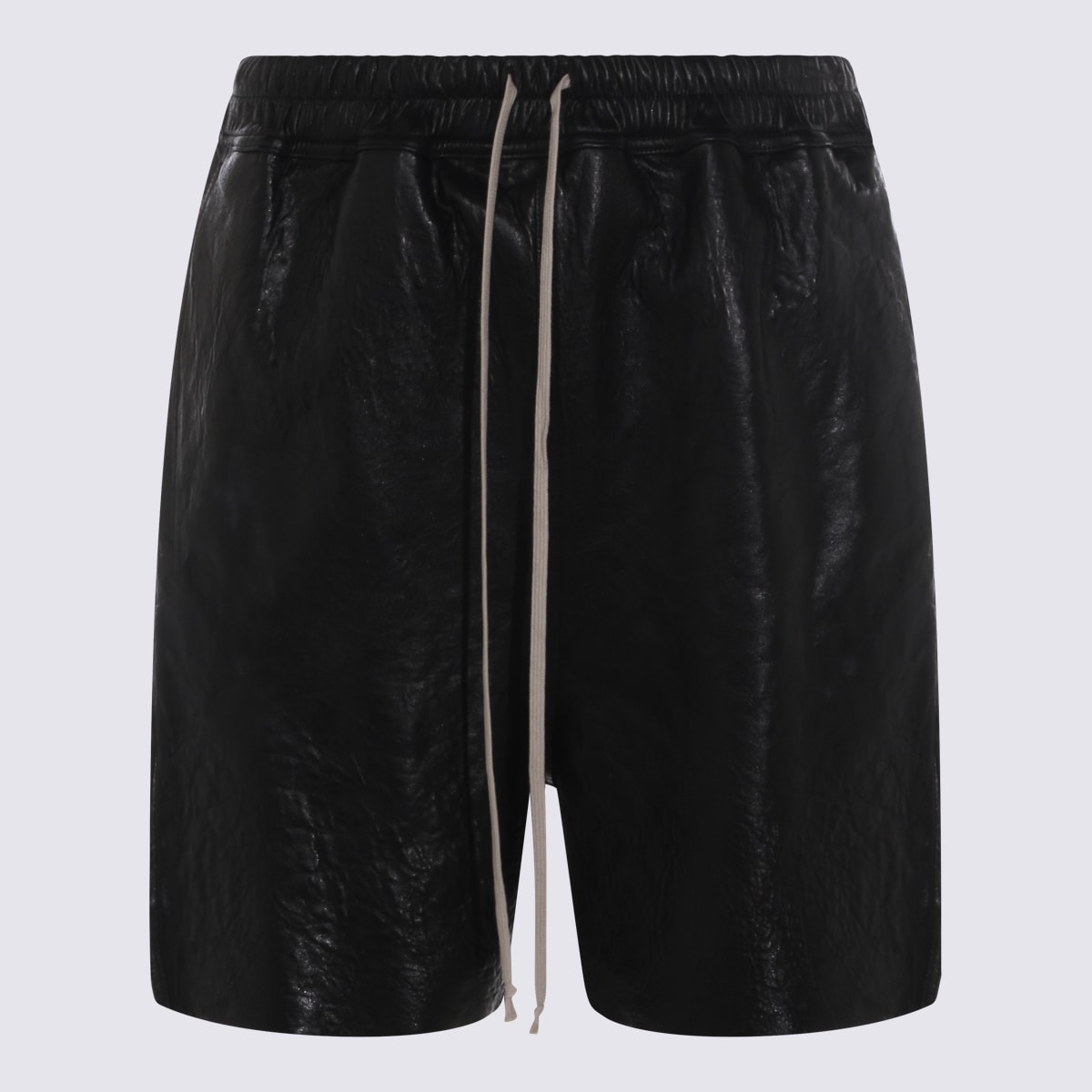Rick Owens Black Leather Shorts