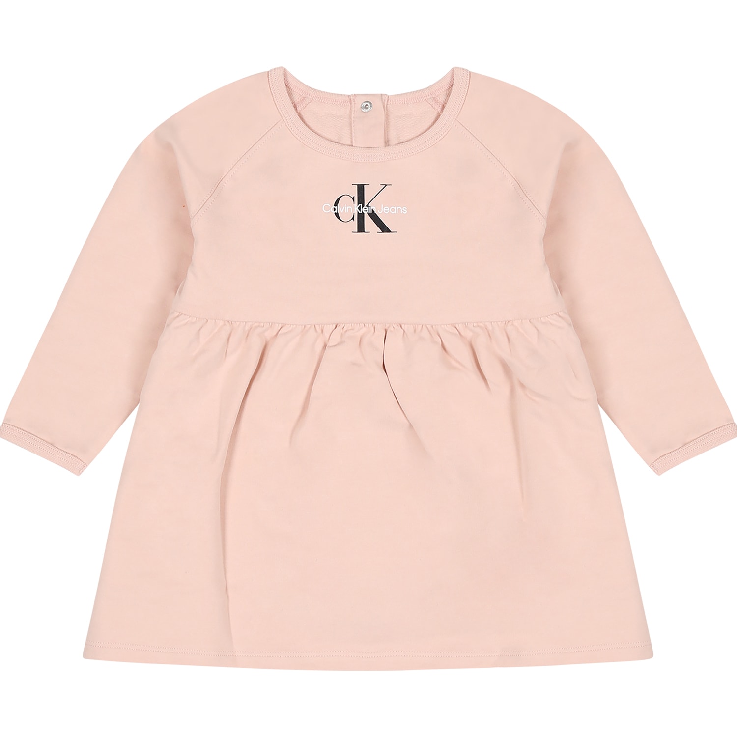 Calvin Klein Pink Dress For Baby Girl With Logo ウェア