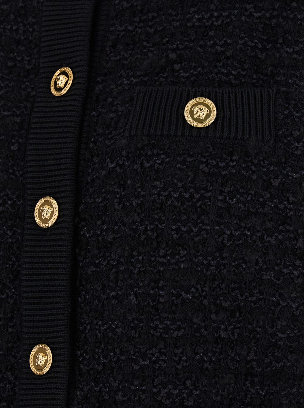 Versace Black Cardigan With Jewel Buttons In Black