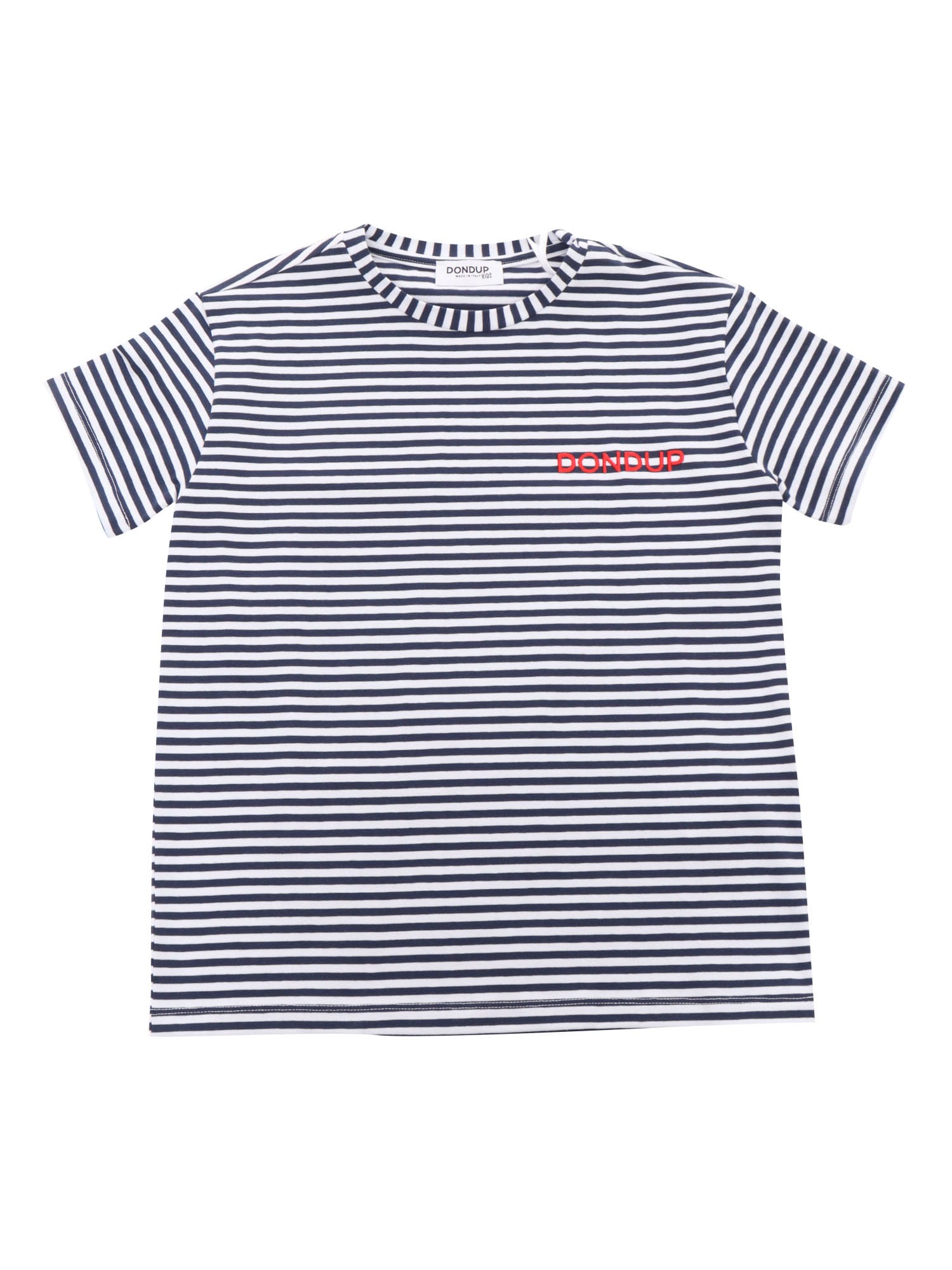 Dondup Kids' White And Blue Striped T-shirt In Multi