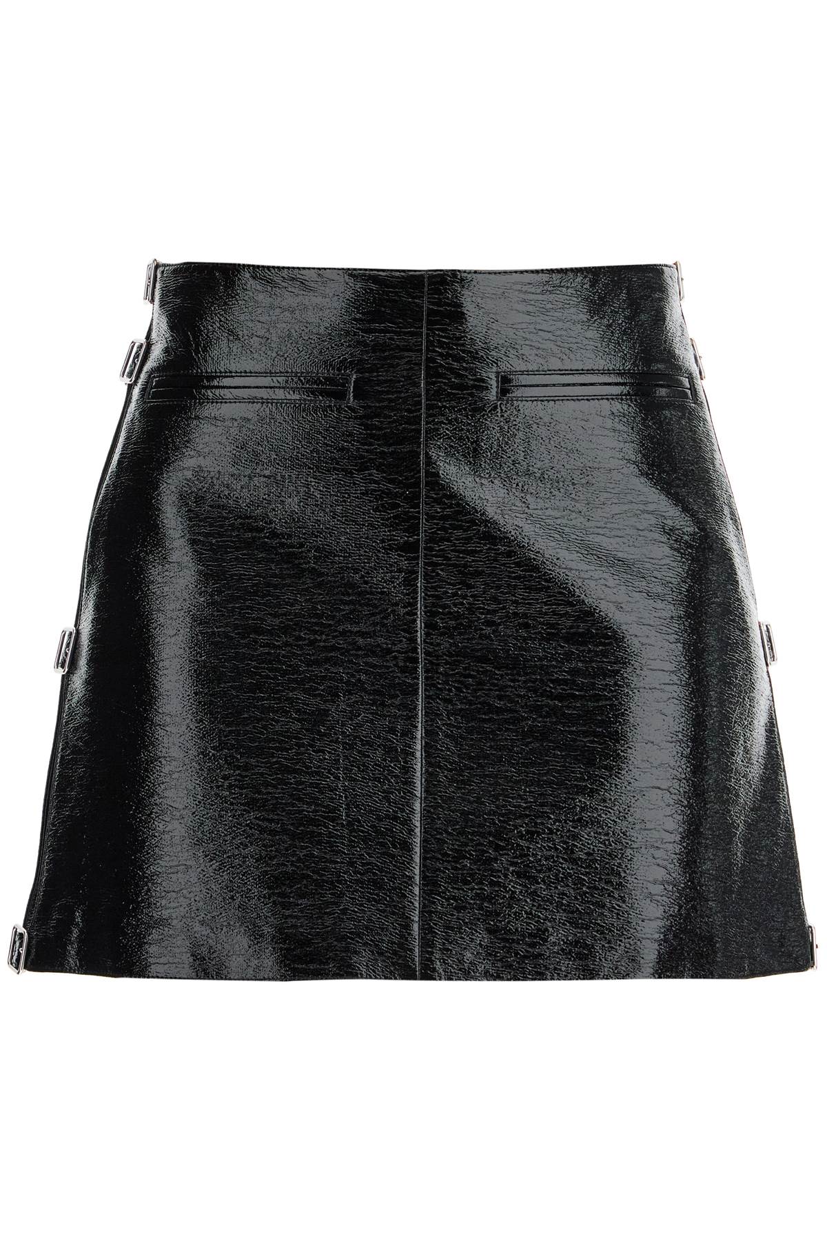 Courrèges Vinyl Mini Skirt With Buckles In Black (black)