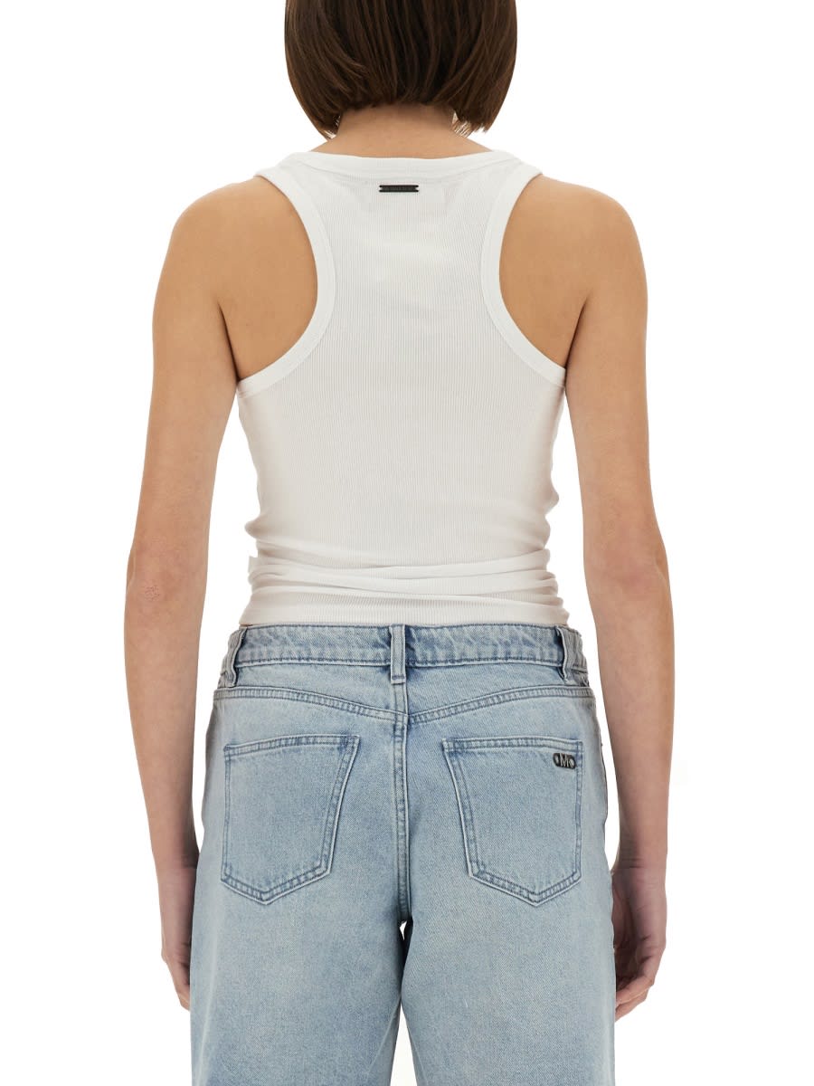 Michael Kors Light Wash Denim Shorts With Fringed Hem In White