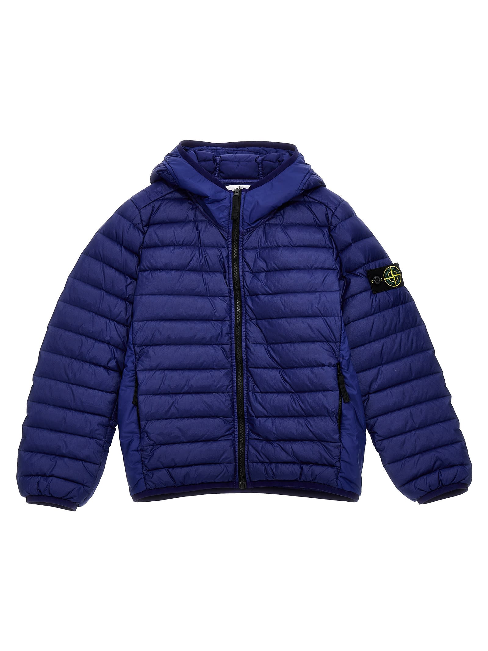 Shop Stone Island Junior Logo Badge Hooded Down Jacket