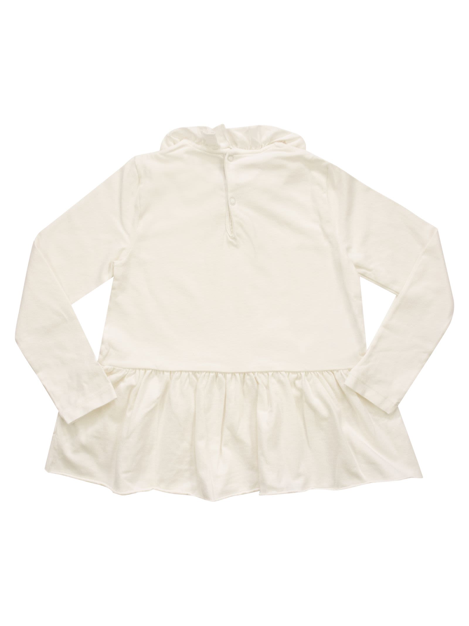 Shop Il Gufo Cotton T-shirt With Flounce In Milk