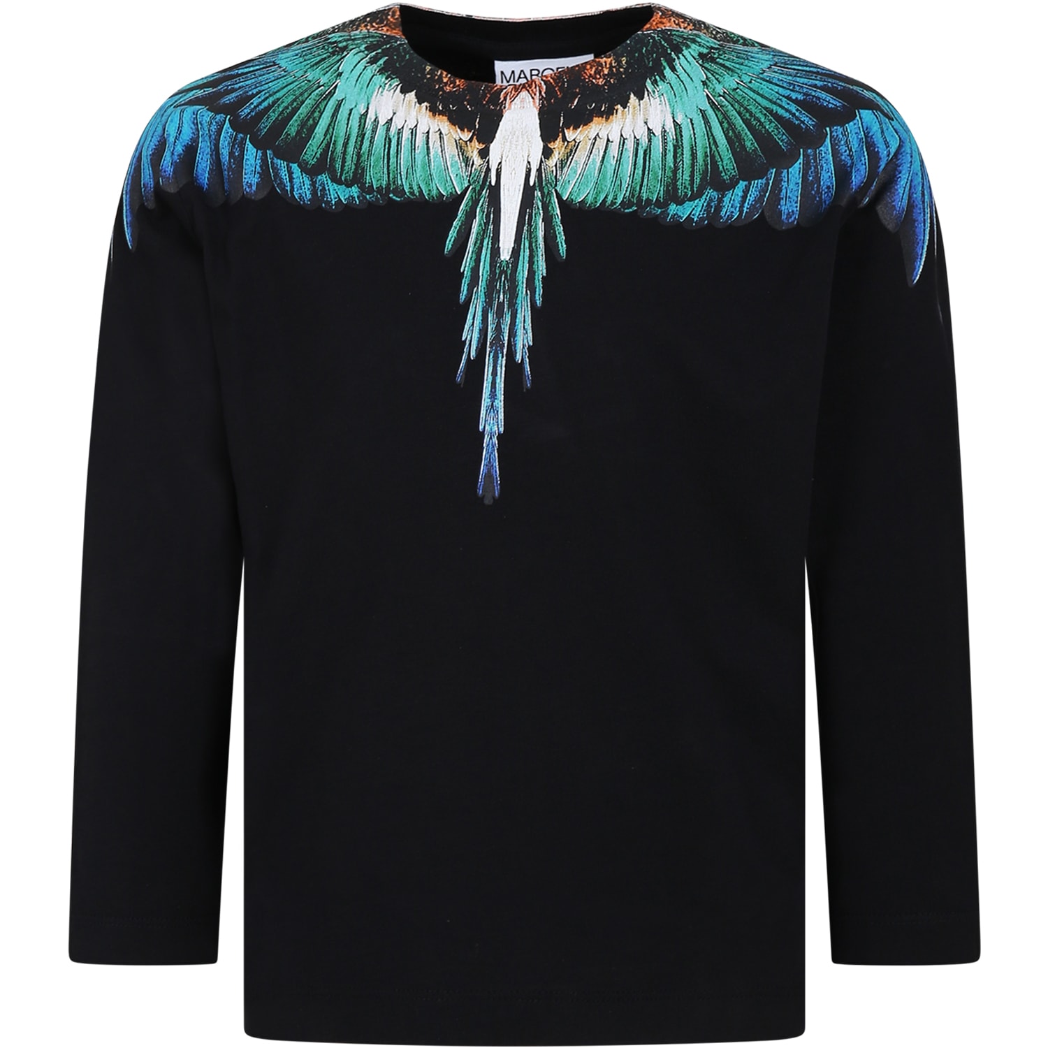 MARCELO BURLON COUNTY OF MILAN BLACK T-SHIRT FOR BOY WITH WINGS