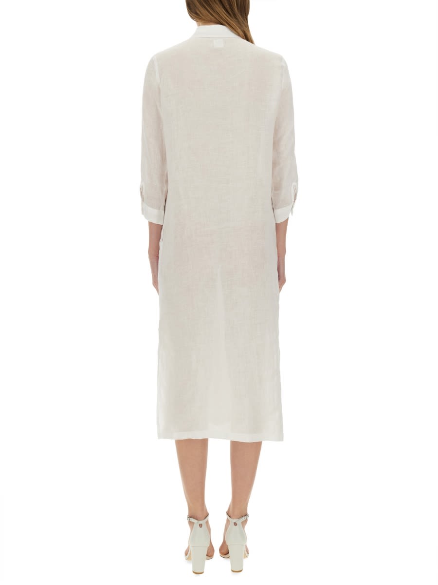 120% Lino Linen Shirt Dress In White