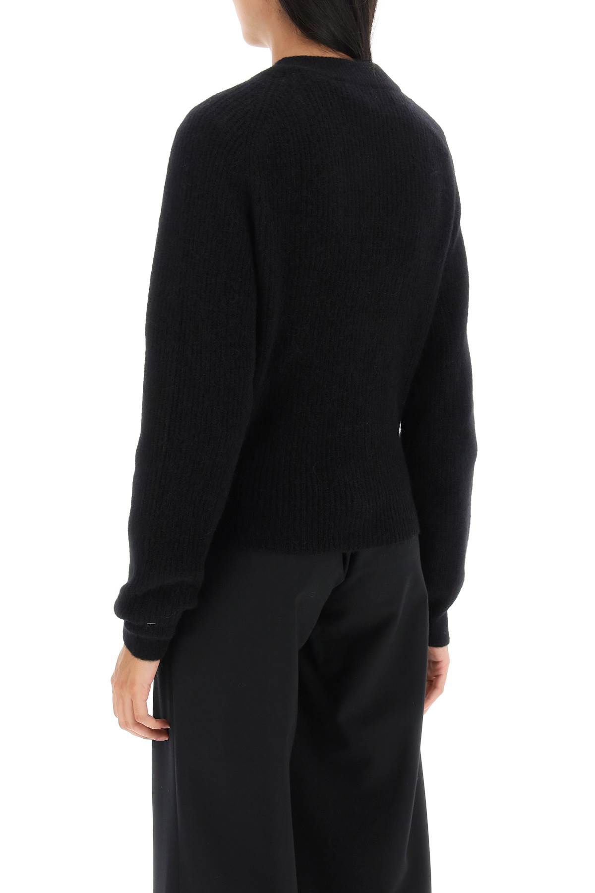 Shop Ganni Cardigan With Diamant Utterfly Buttons In Black