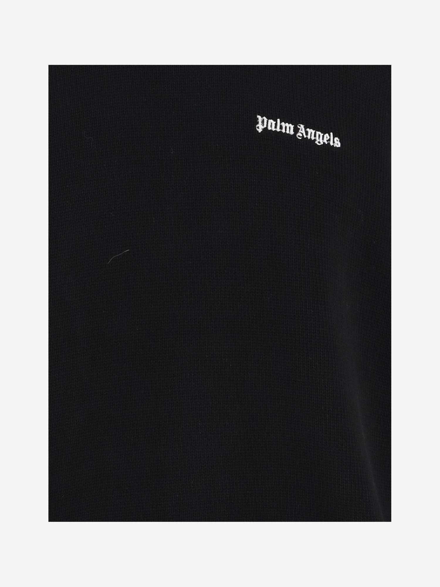 Shop Palm Angels Cotton Sweater With Logo In Black