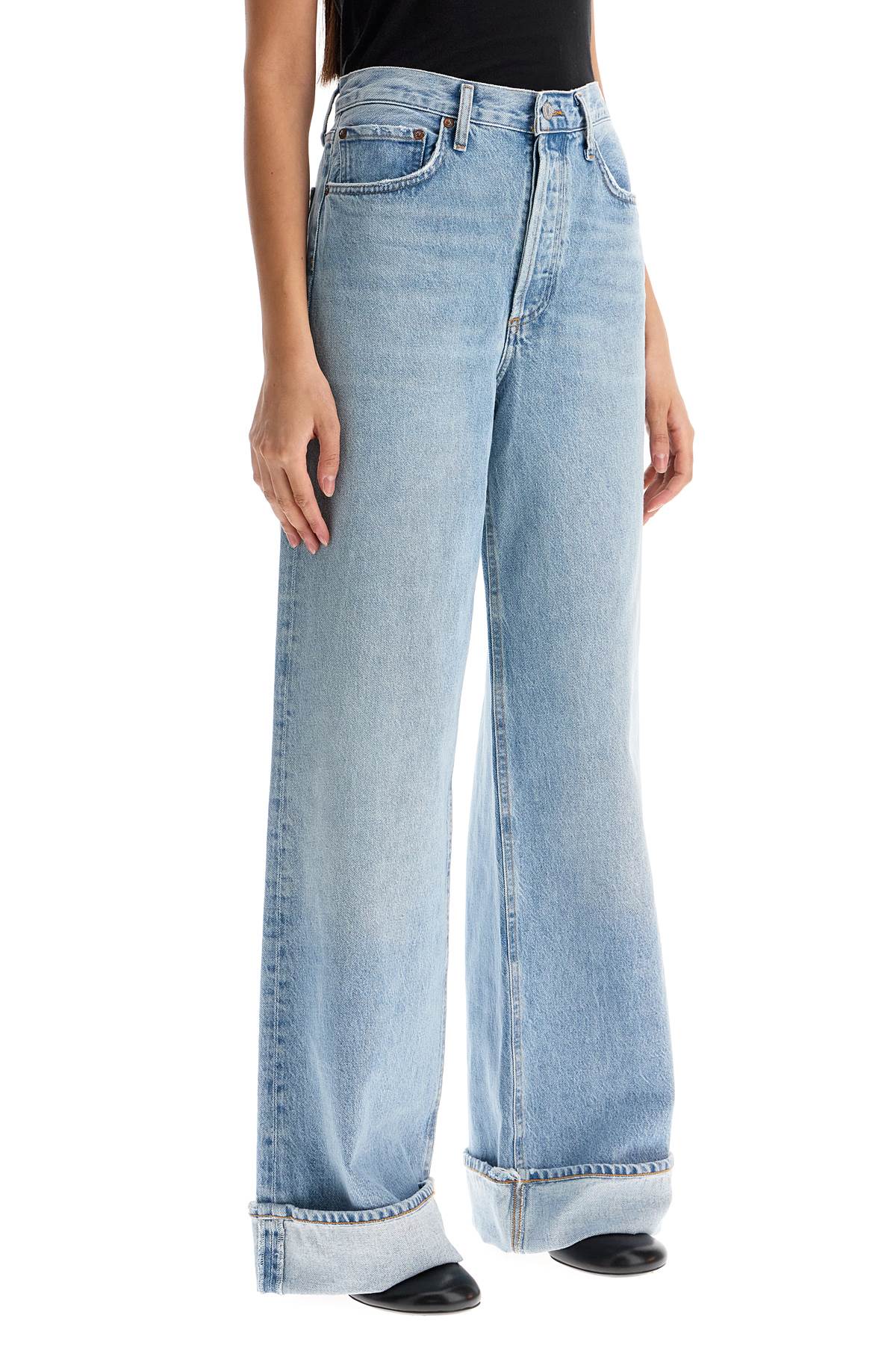 Agolde Dame High Rise Wide Leg Jean Showdown In Blue