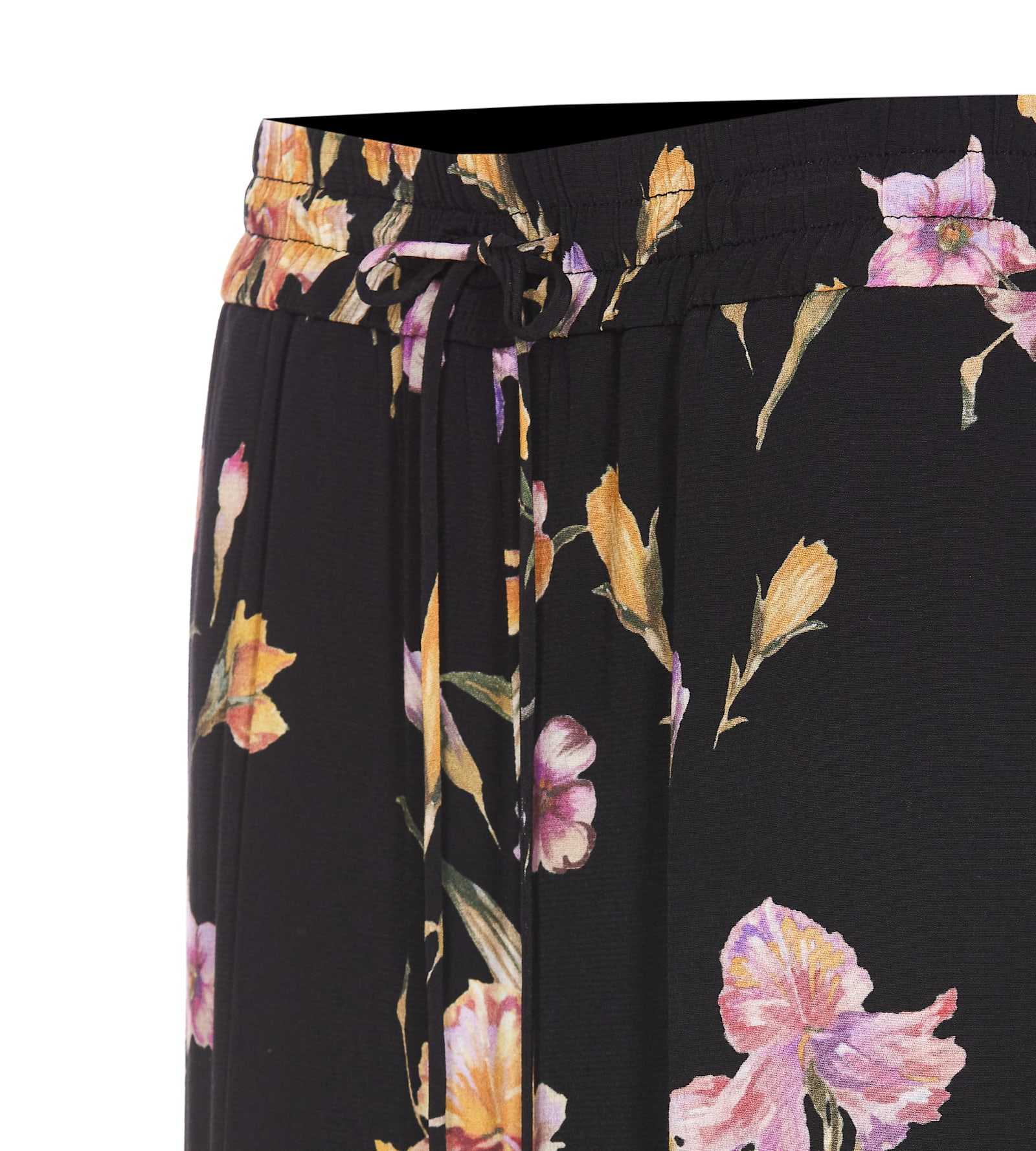 Twinset Black Floral Wide Leg Trousers In Black