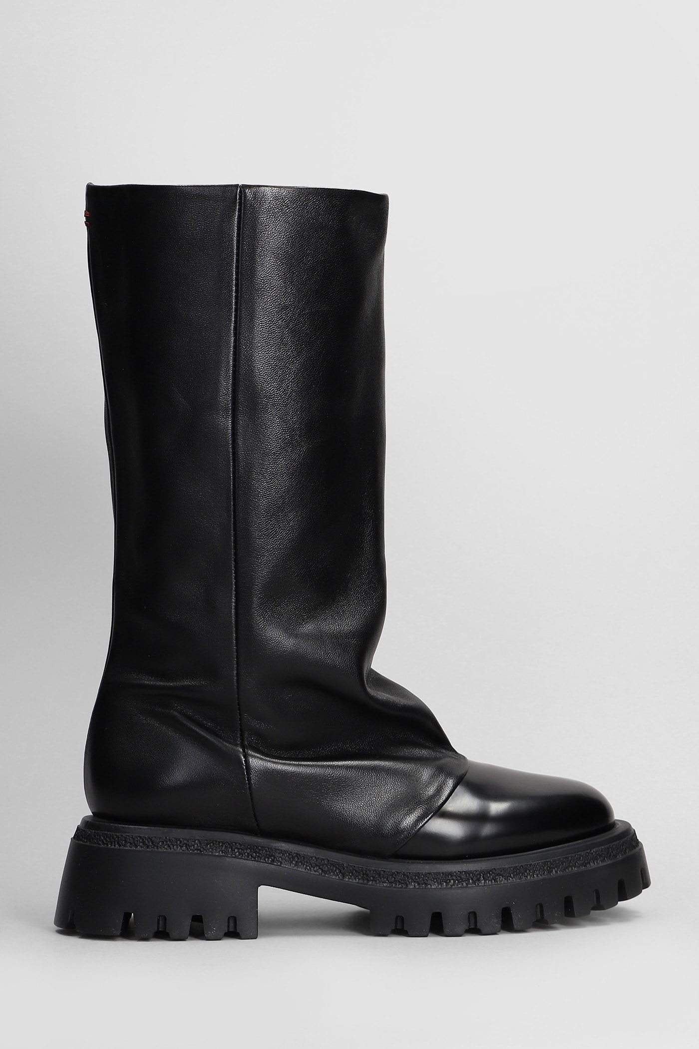 Abrasivato Low Heels Boots In Black Leather