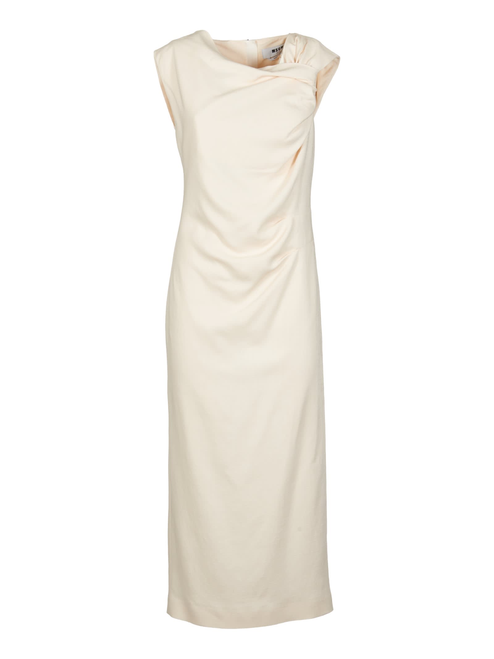 Draped Long-length Sleeveless Dress