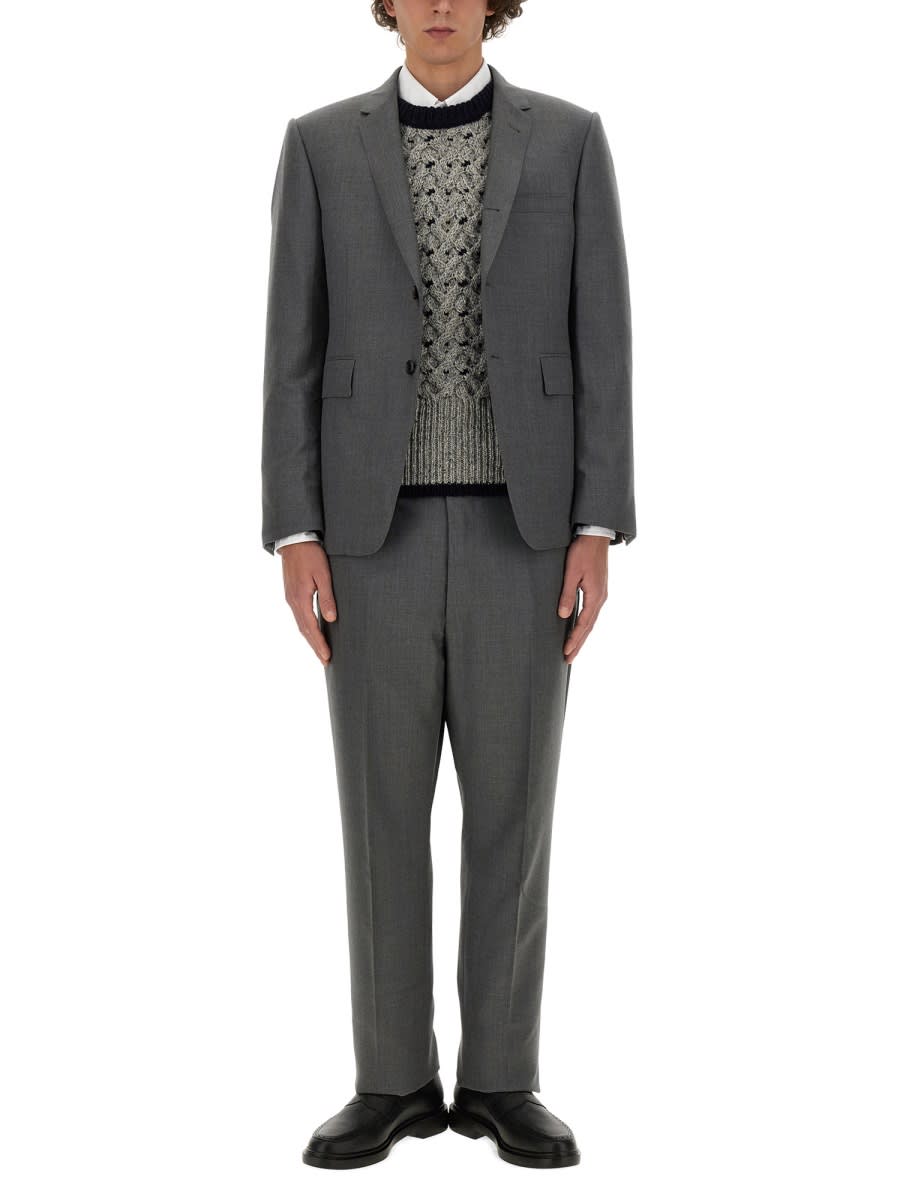 Shop Thom Browne Wool And Mohair Sweater In Grey