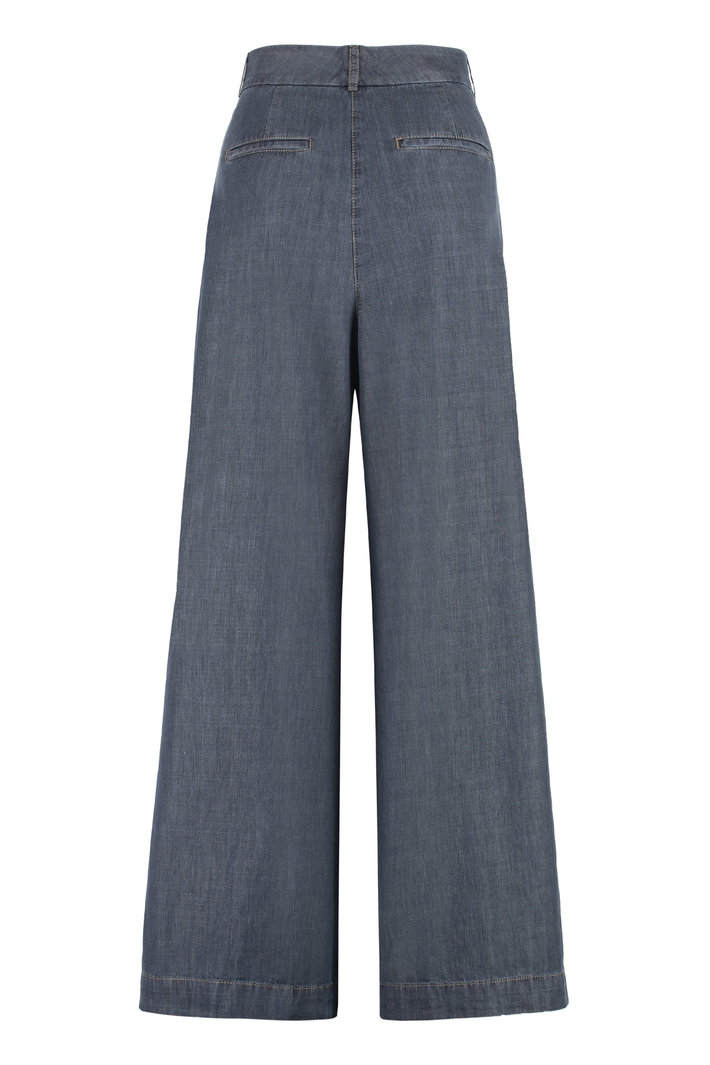 Shop Peserico Cotton Baggy Trousers In Denim