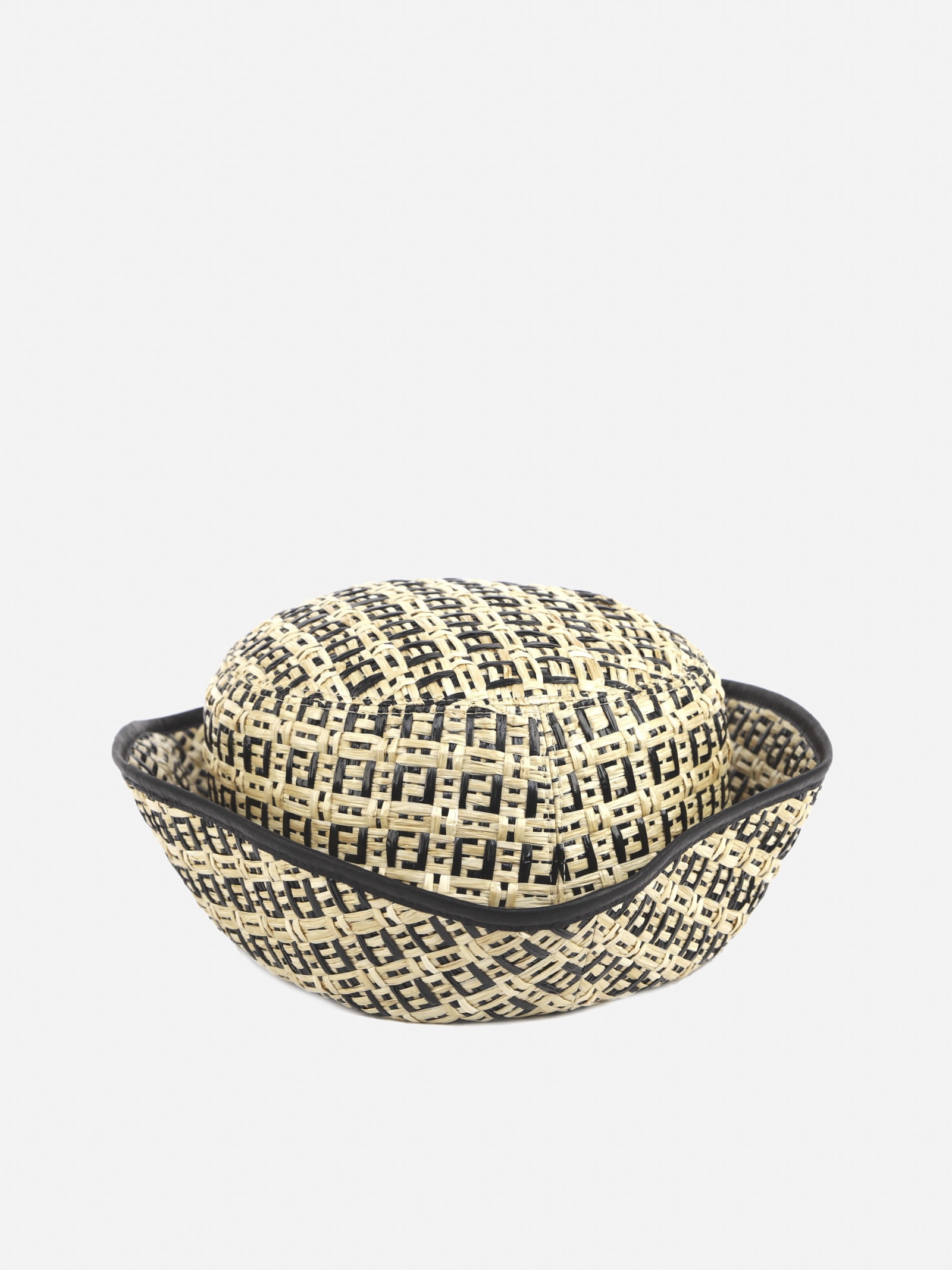 Fendi Woven Straw Monogram Hat In Natural