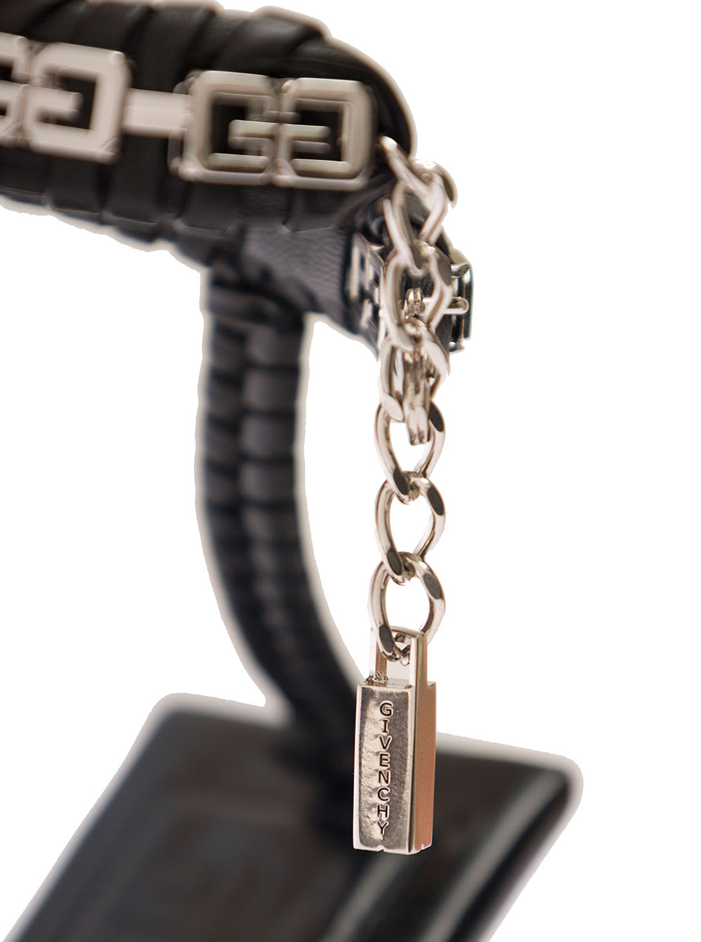 Shop Givenchy G Woven Black Sandals With Embossed 4g Logo And Chain In Leather Woman