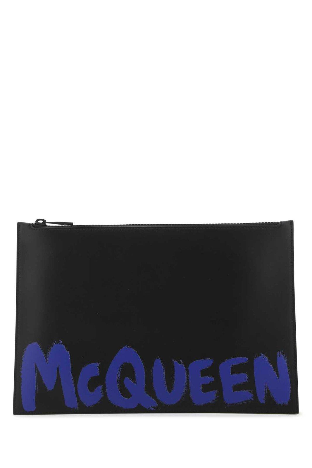 Alexander McQueen Graffiti Logo-printed Zipped Clutch Bag