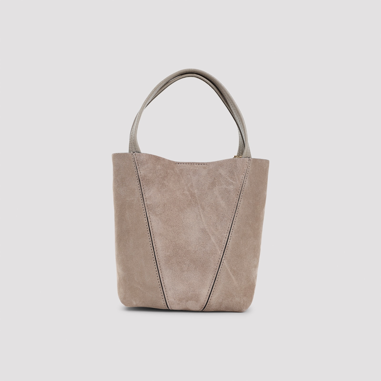 Chloé Motty Grey Suede Calf Leather Spin Shoulder Bag In Gray