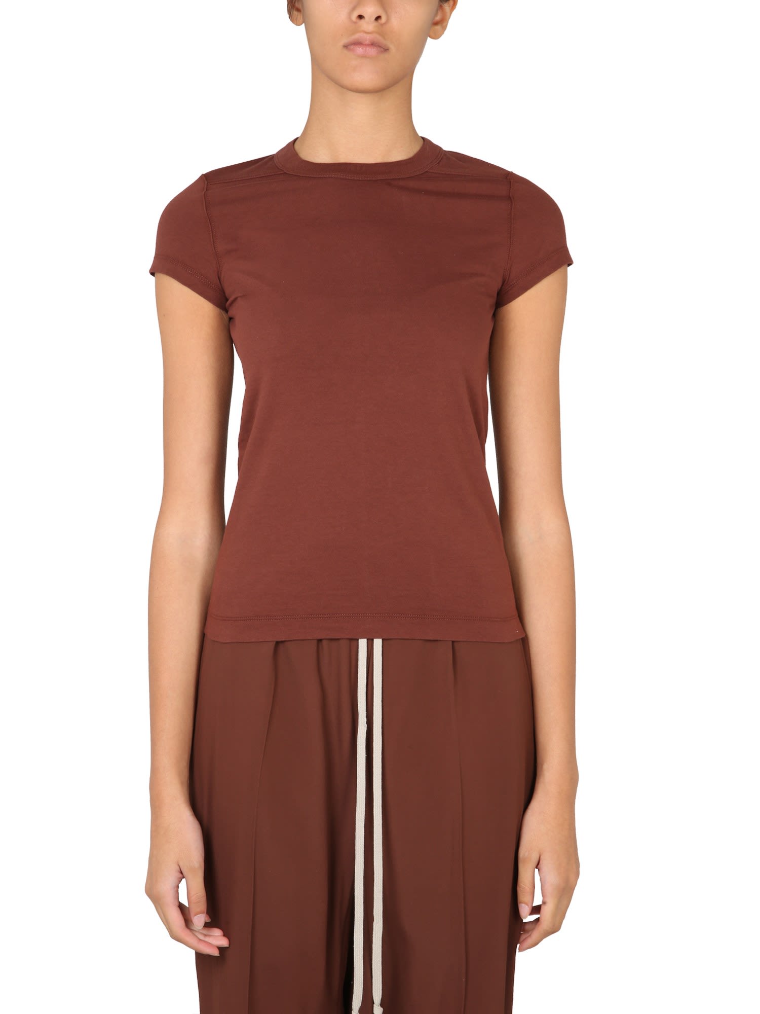 Cropped Short-sleeved T-shirt In Brown