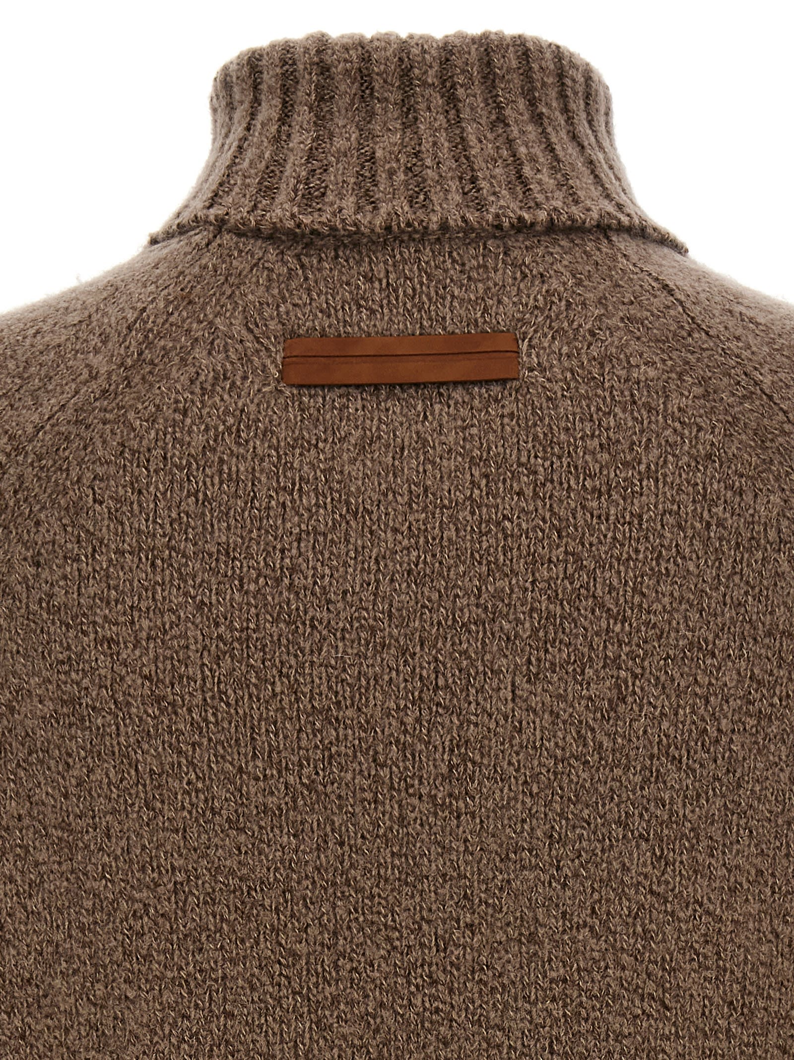 Shop Zegna Boucle Silk Cashmere Sweater In Marrone Chiaro