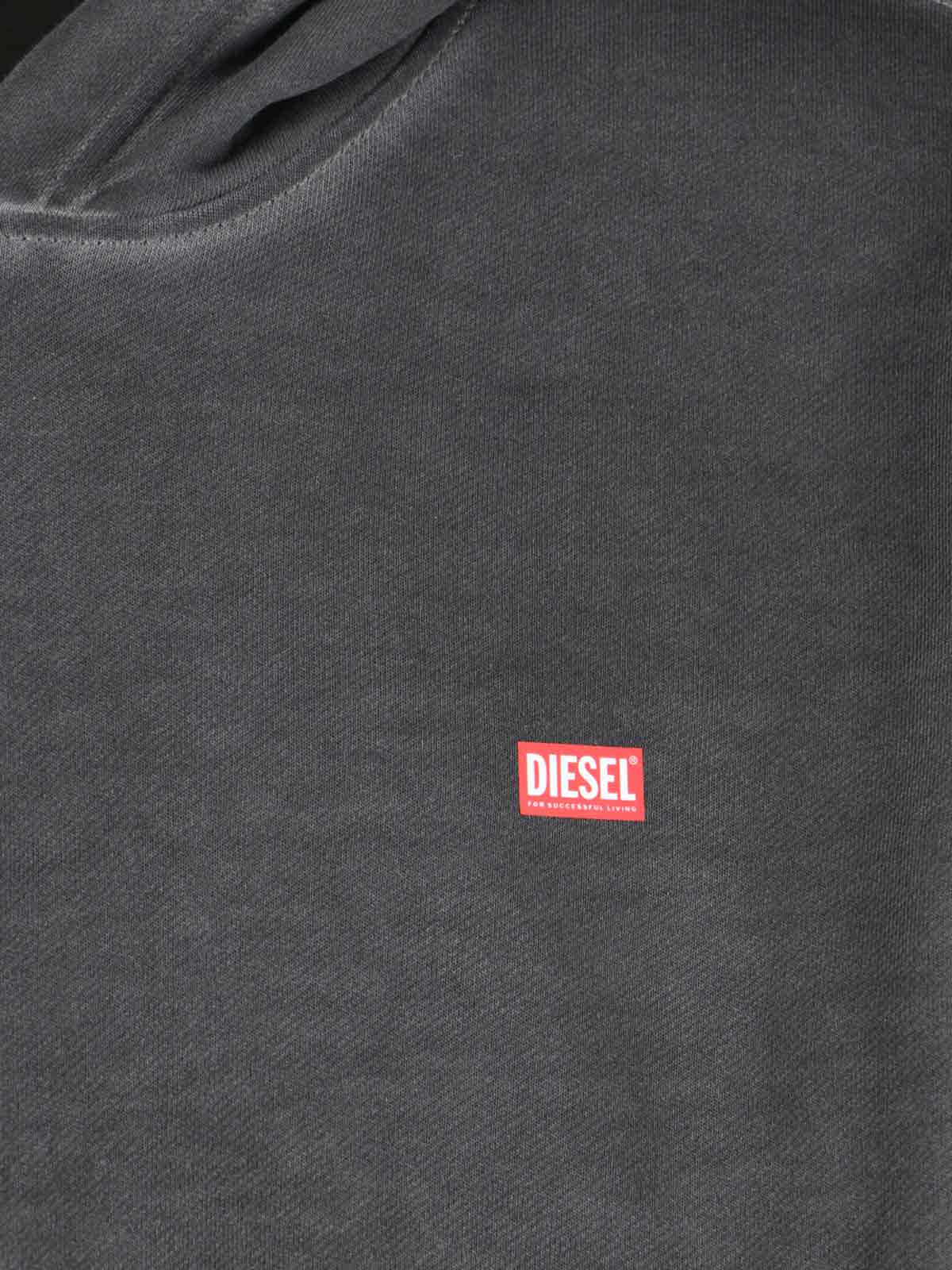Diesel Hooded Kangaroo Pocket Sweatshirt In Gray
