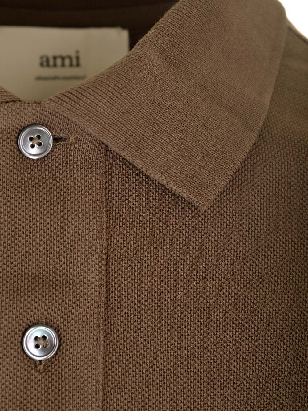 Shop Ami Alexandre Mattiussi Polo Shirt In Brown