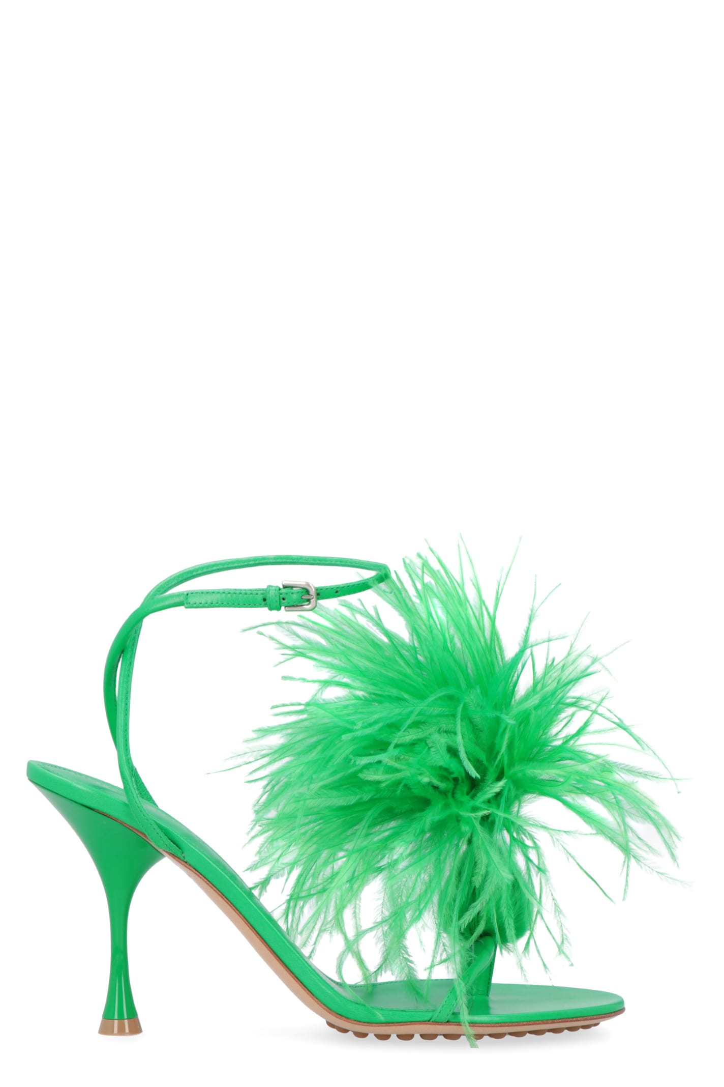 Bottega Veneta Dot Leather Sandals With Feathers