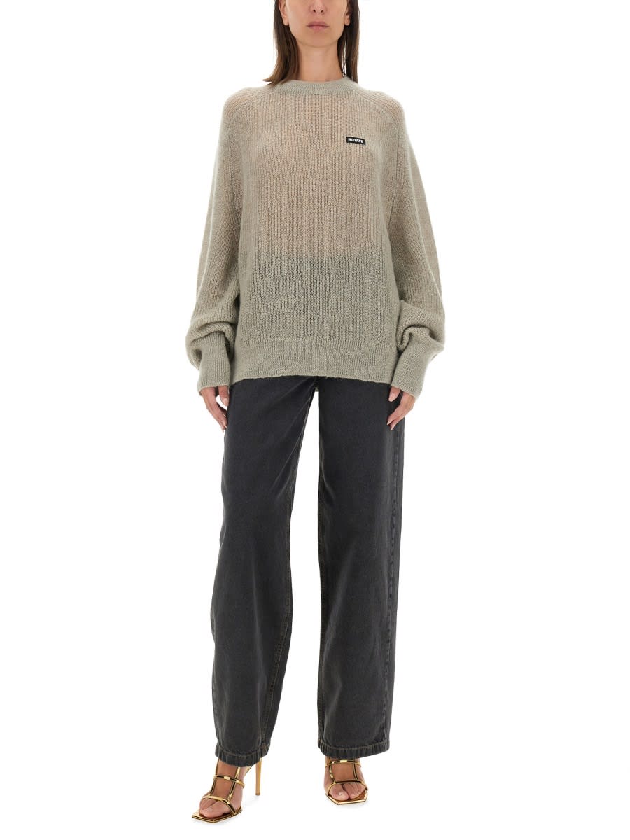 Rotate Birger Christensen Rotate Gradient Knit Sweater With Logo Patch In Grey