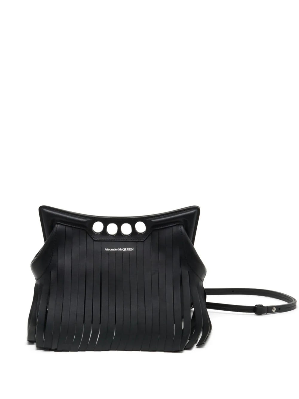 Shop Alexander Mcqueen Peak Mini Bag With Fringes In Black