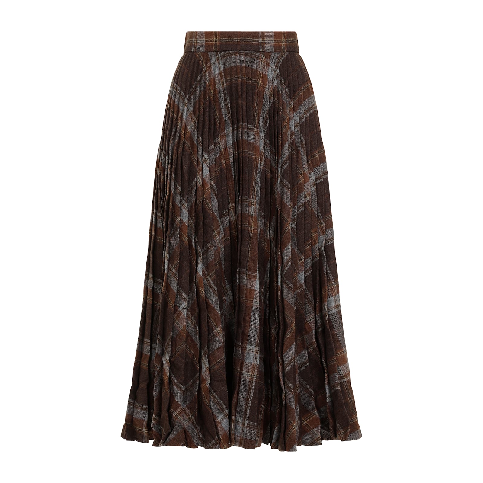 Shop Balenciaga Creased Pleated Skirt In Brown