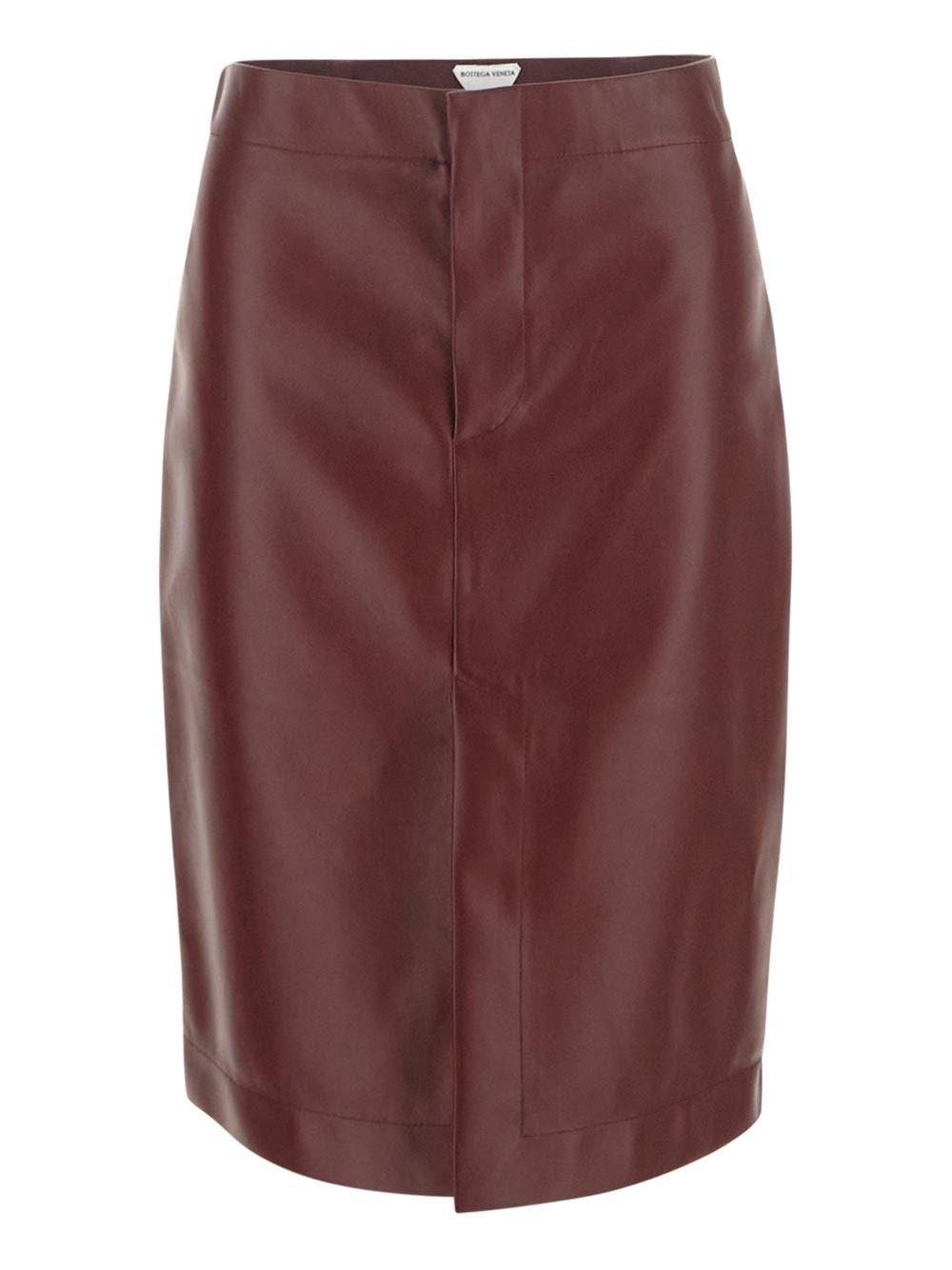 Shop Bottega Veneta Leather Skirt In Red