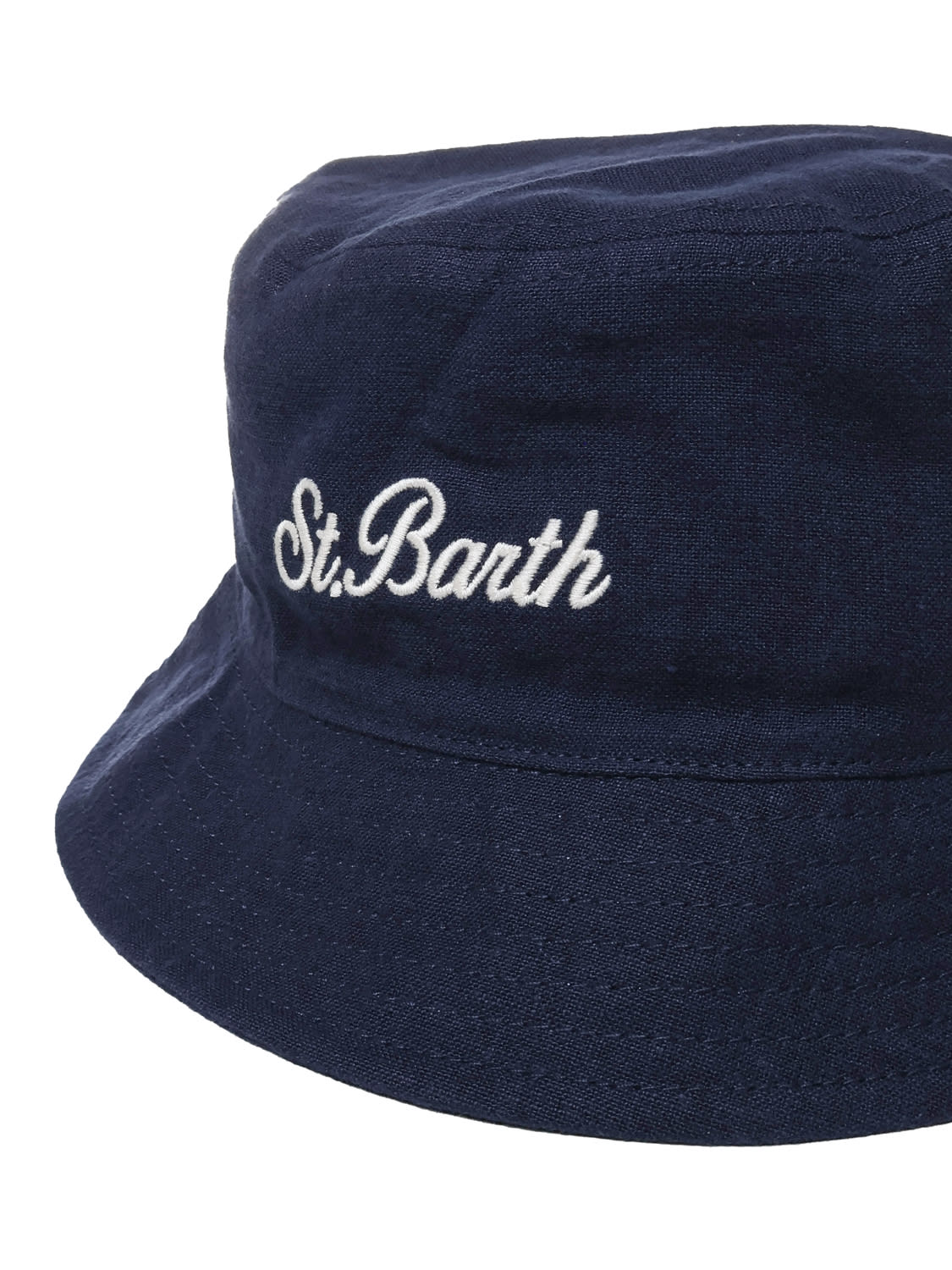 Mc2 Saint Barth Bucket Hat In Linen And Cotton Blend In Blue