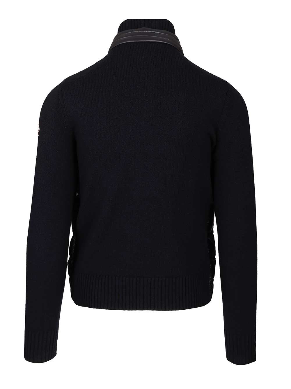 Moncler Padded Wool Cardigan In Black